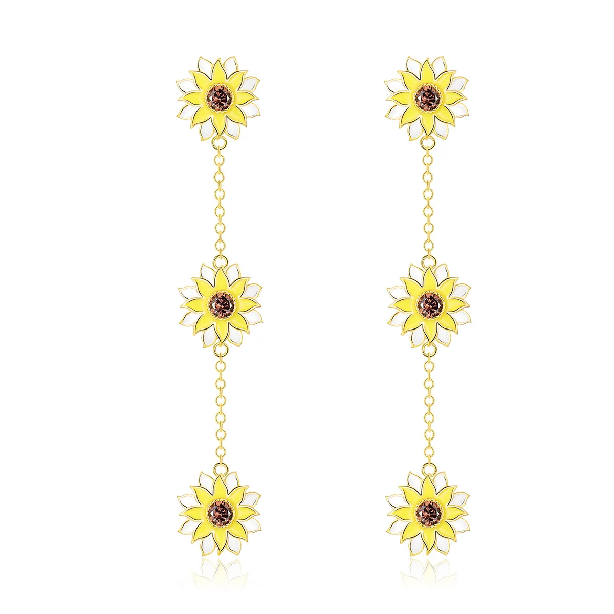 cercei pandantiv în stilul pandora cu floare soare bse187