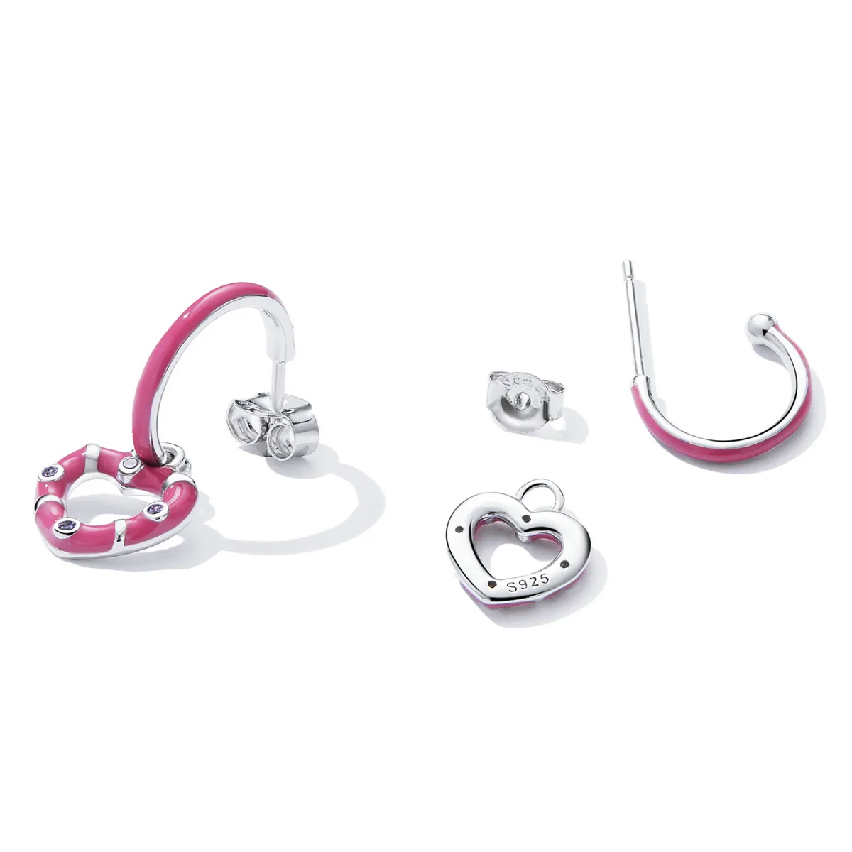 Cercei simpli Pandora Style cu pendente în formă de inimă - BSE596