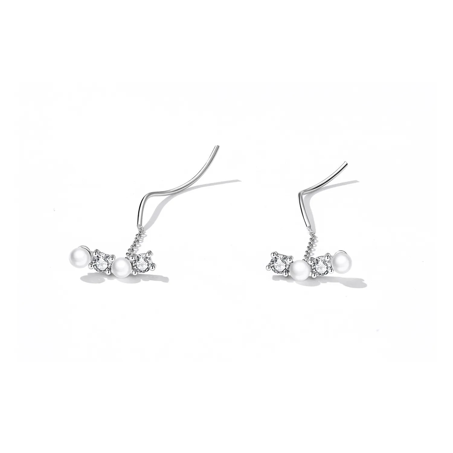Pandora Style Bead Zircon Hanging Earrings - SCE1448