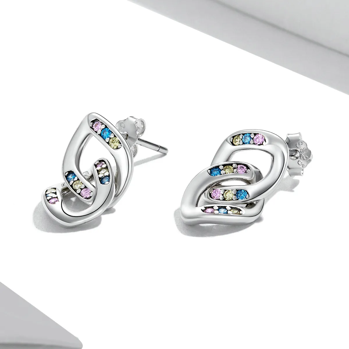 Pandora Style Double Chain Hanging Earrings - SCE1377