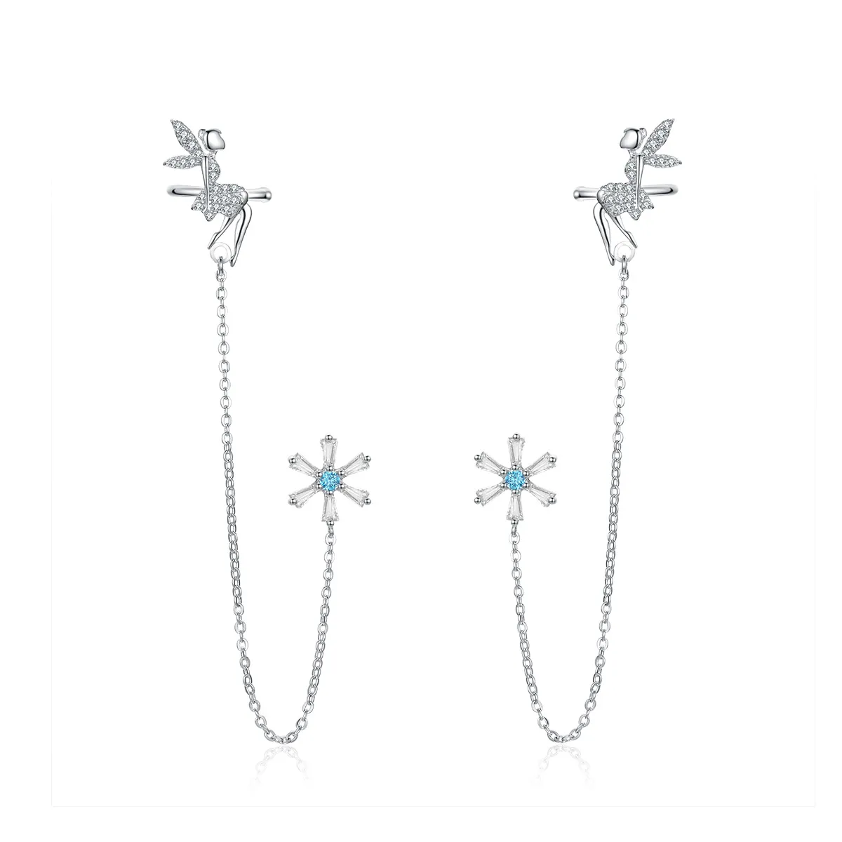 Pandora Style Flower Spirit Hanging Earrings - BSE201