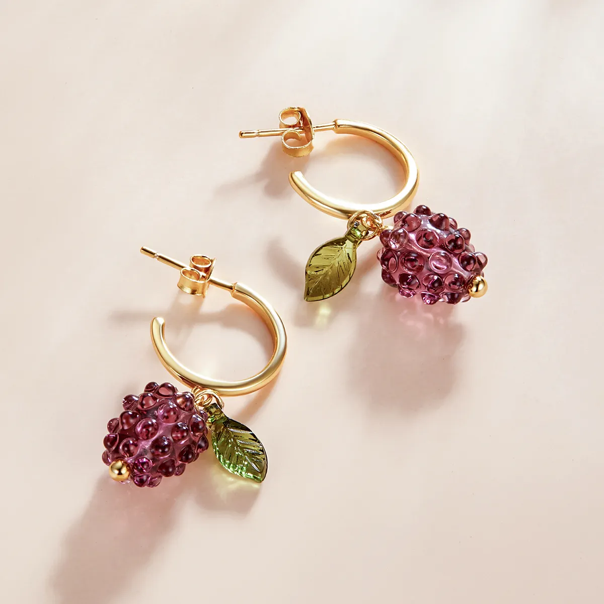 Pandora Style Glazed Grapes Hanging Earrings - SCE1213