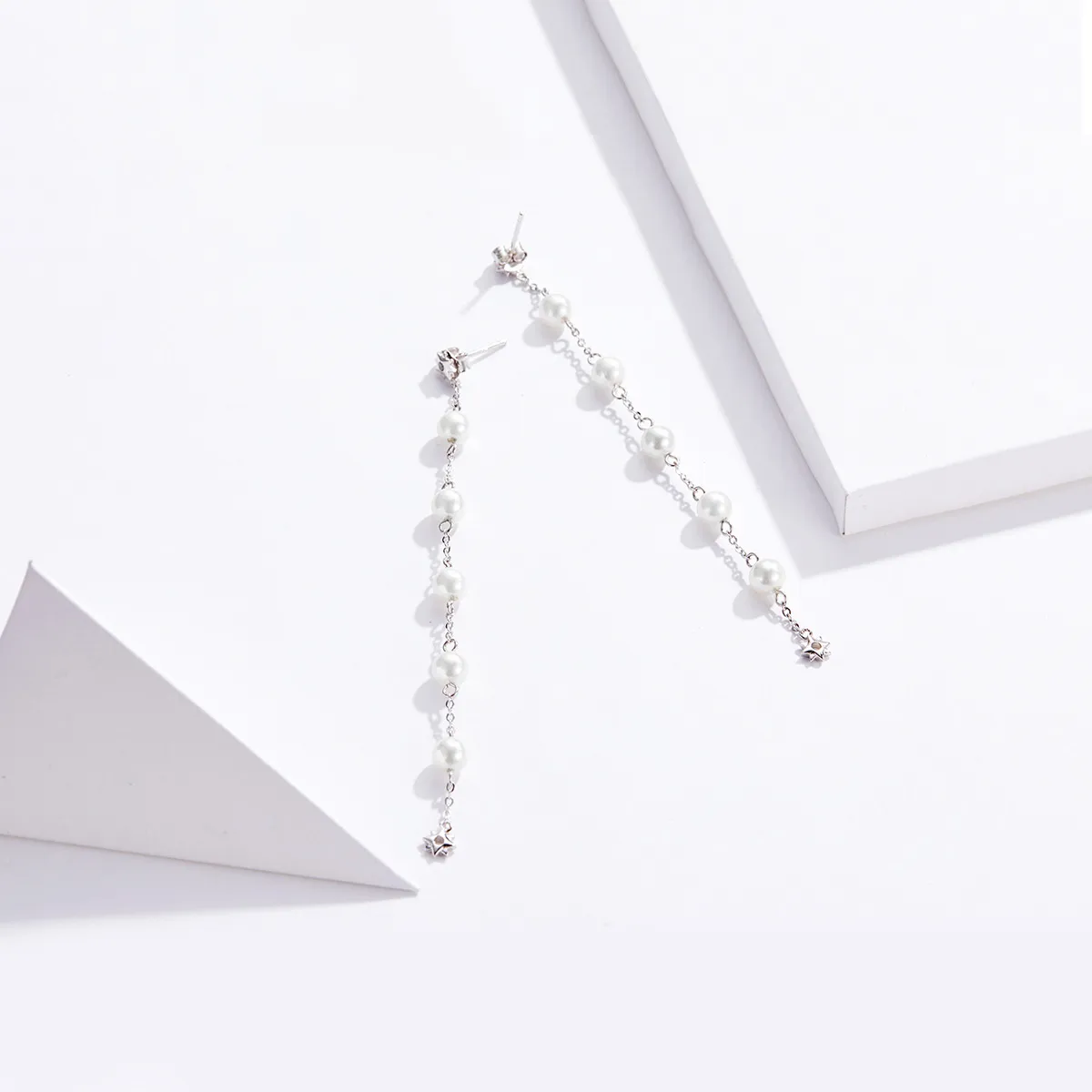 Pandora Style Pearl Tassel Hanging Earrings - BSE185