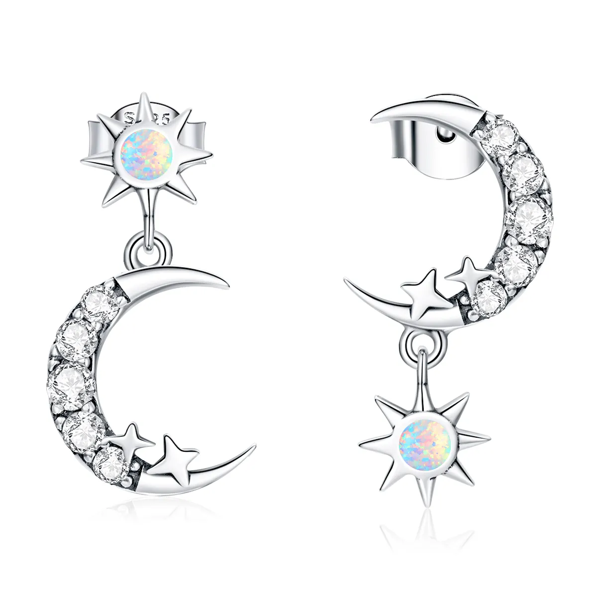 pandora style poartă cercuri cu stele și lună cercei cârlige sce1239