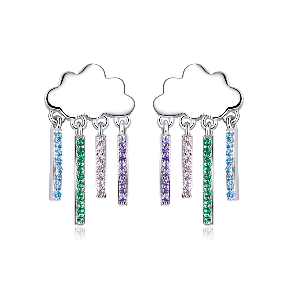 Pandora Style Rainbow Rain Hanging Earrings - BSE468