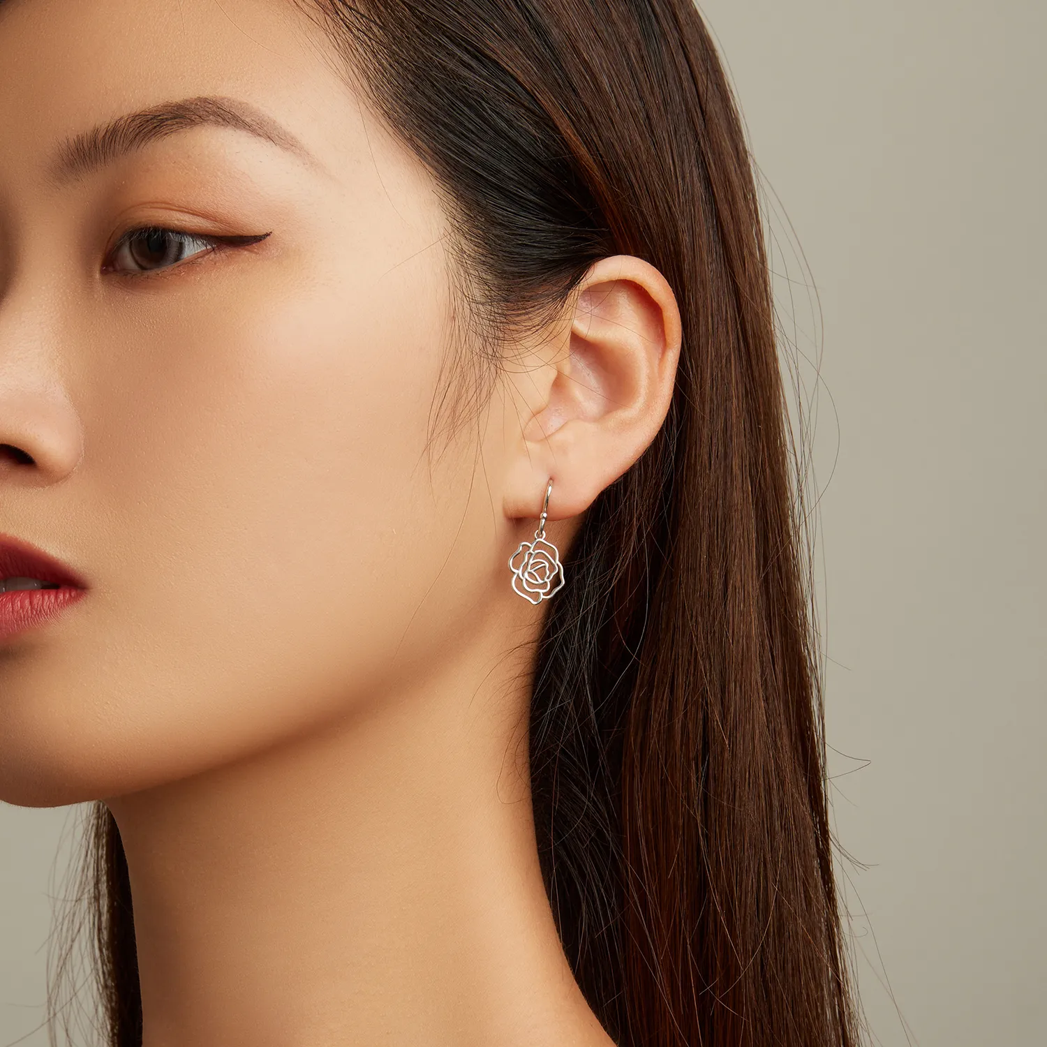 Pandora Style Roses Hanging Earrings - SCE1505