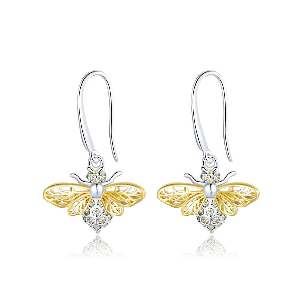 Pandora Style Sparkle Bee Hanging Earrings - BSE452
