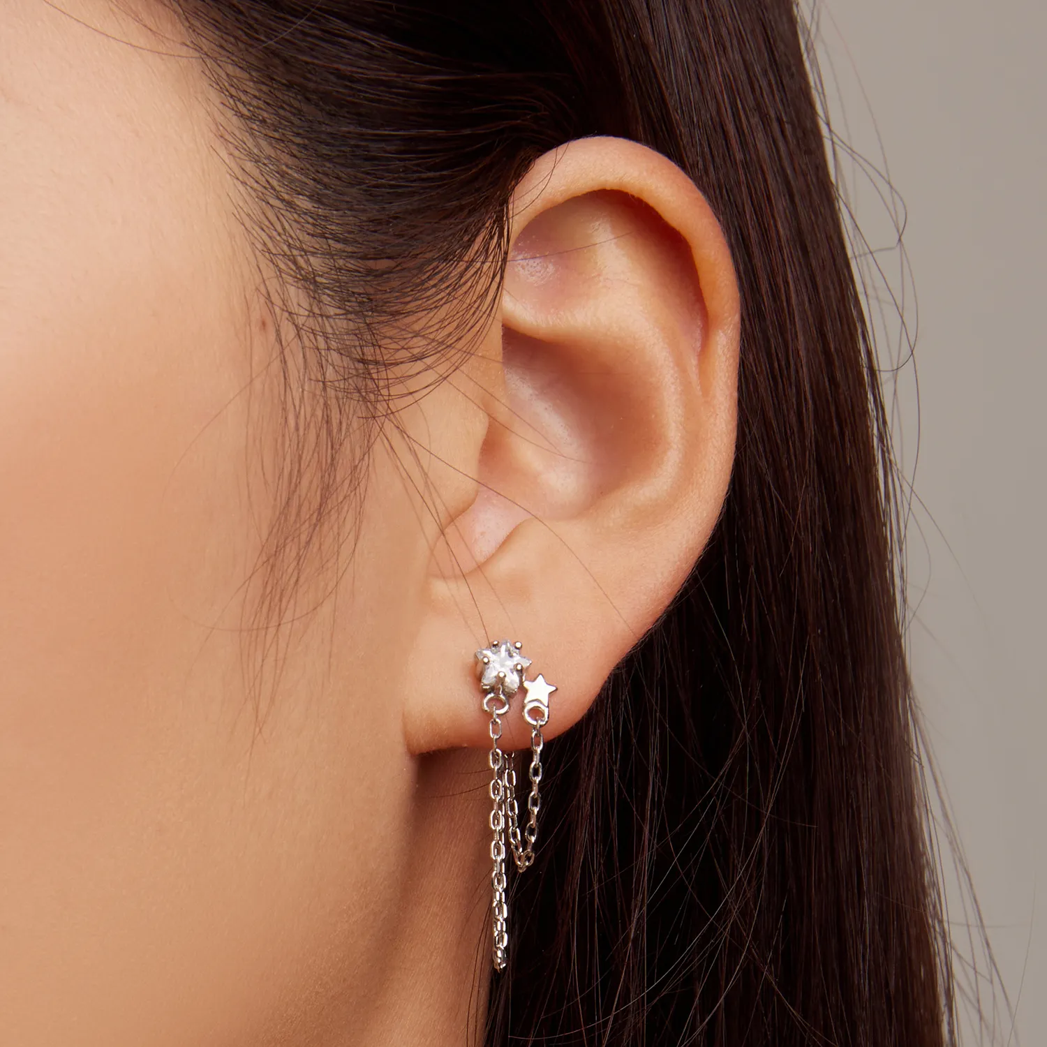 Pandora Style Star Tassel Hanging Earrings - BSE709