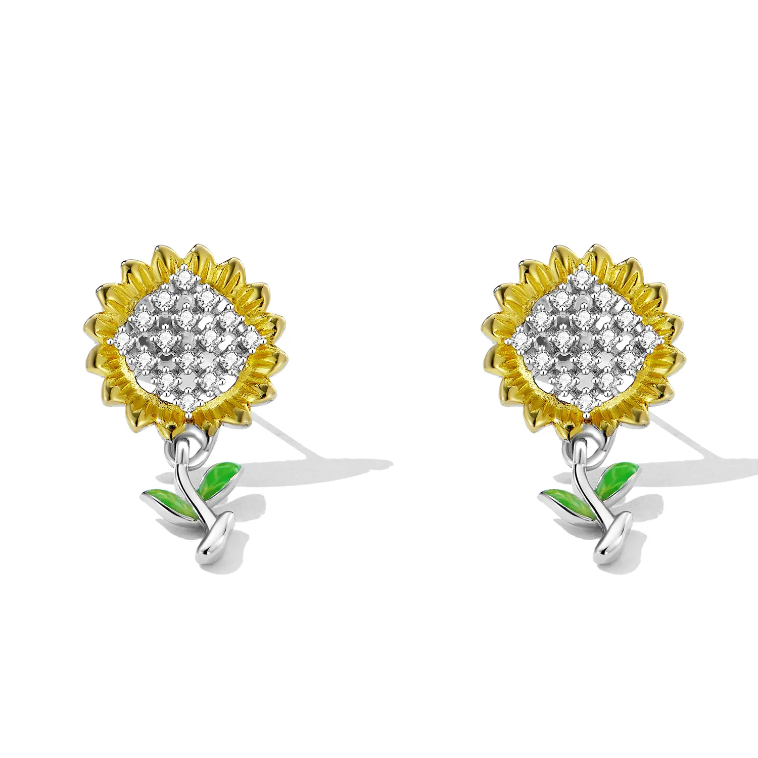 Pandora Style Sunflower Hanging Earrings - SCE1471
