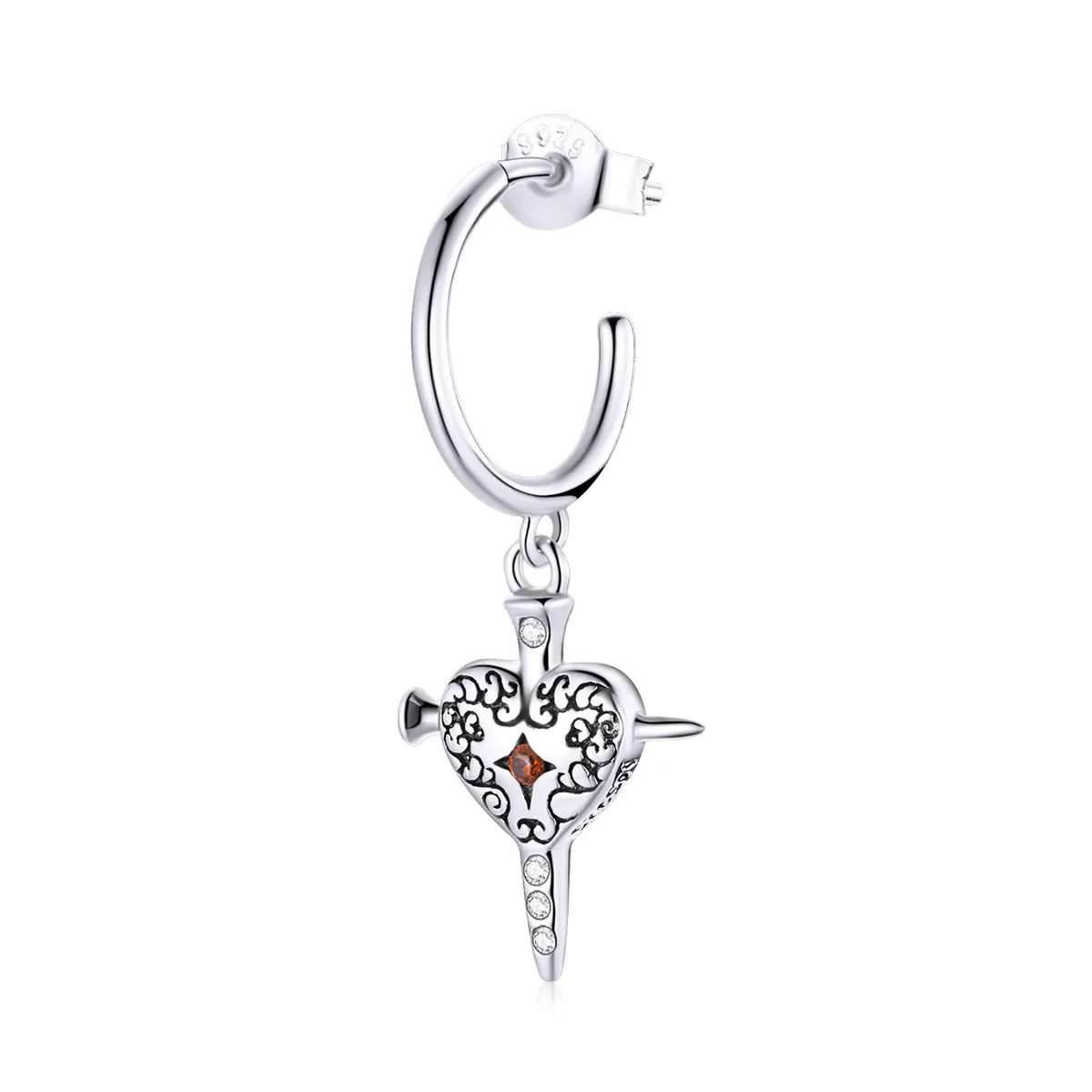 Pandora Style Sword of Love Hanging Earrings - SCE1180
