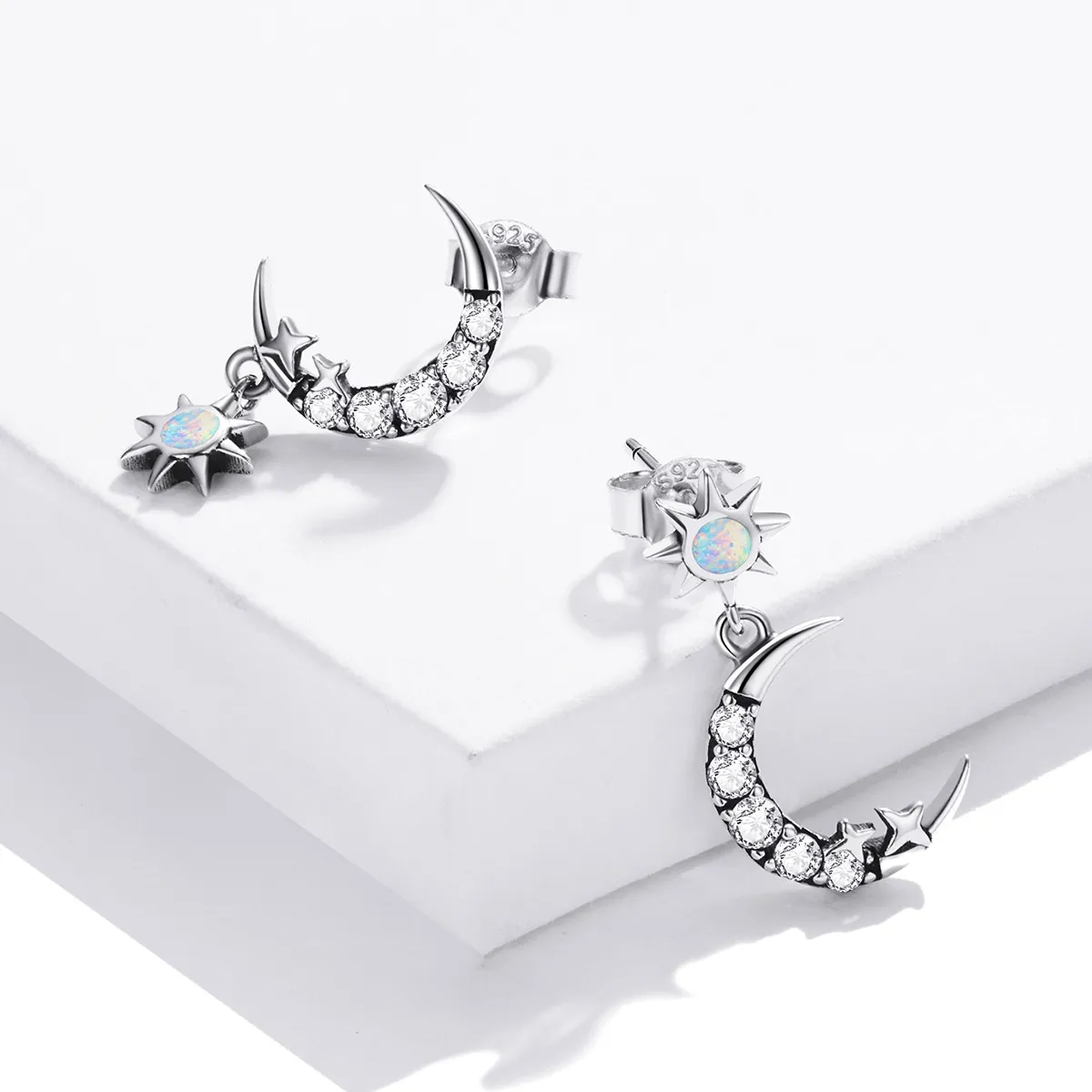 Pandora Style Wear Stars and Wear Moon Hanging Earrings - SCE1239