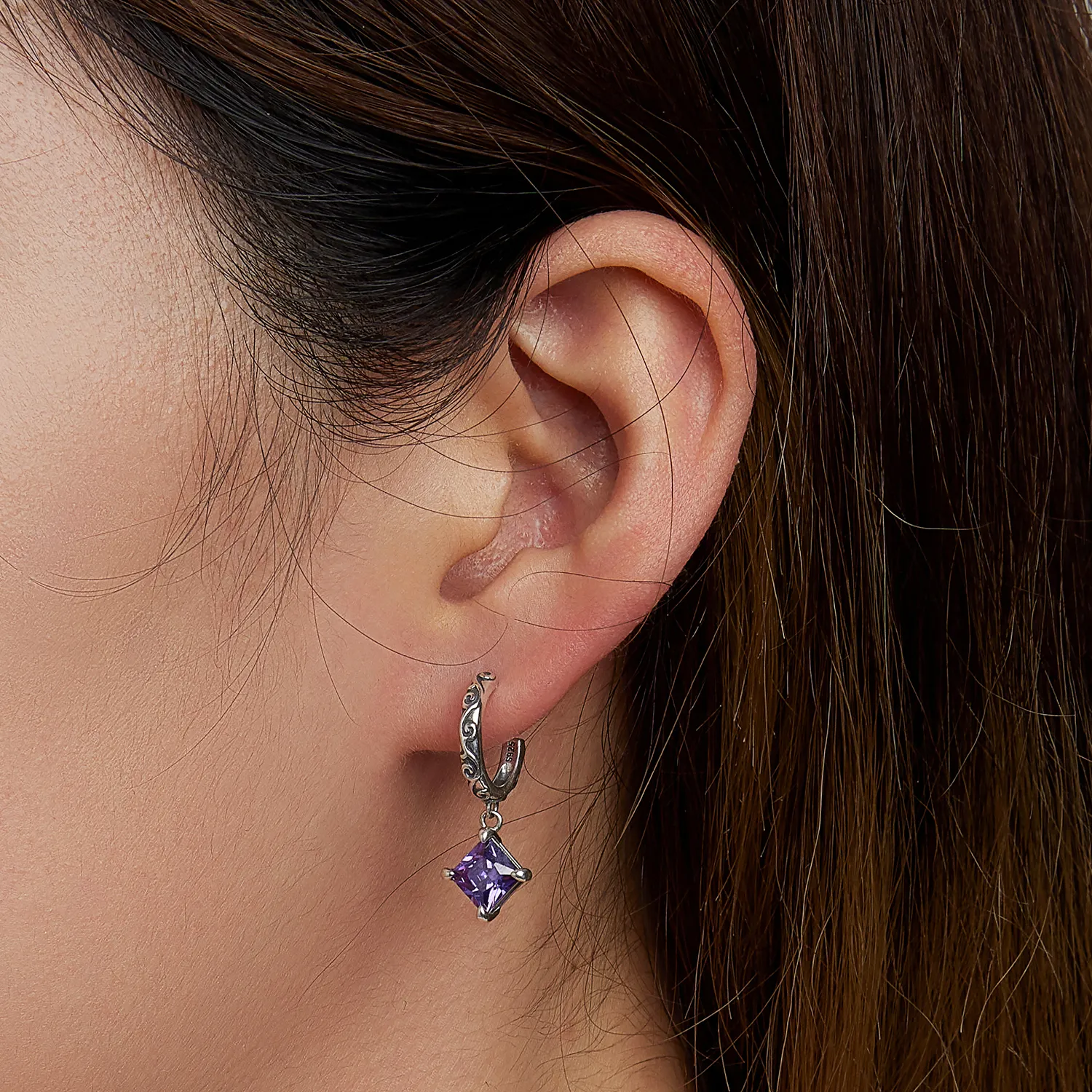 Pandora Style Zirconium Pattern Hanging Earrings - SCE1416