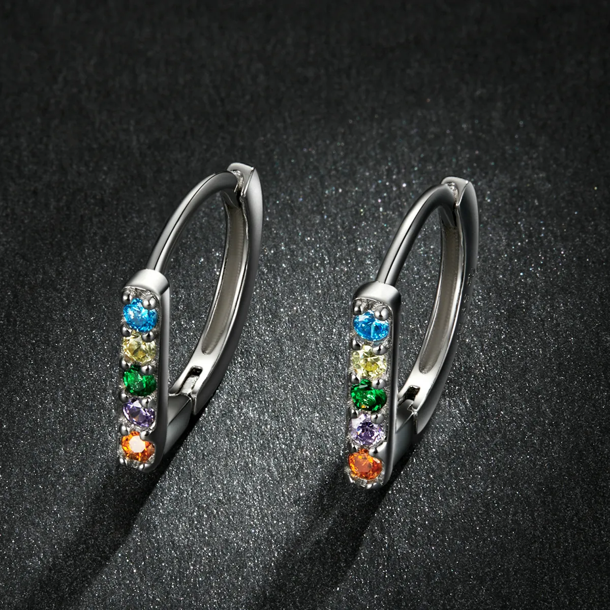 Cercei cu inel Zircon colorat în stil Pandora - BSE576