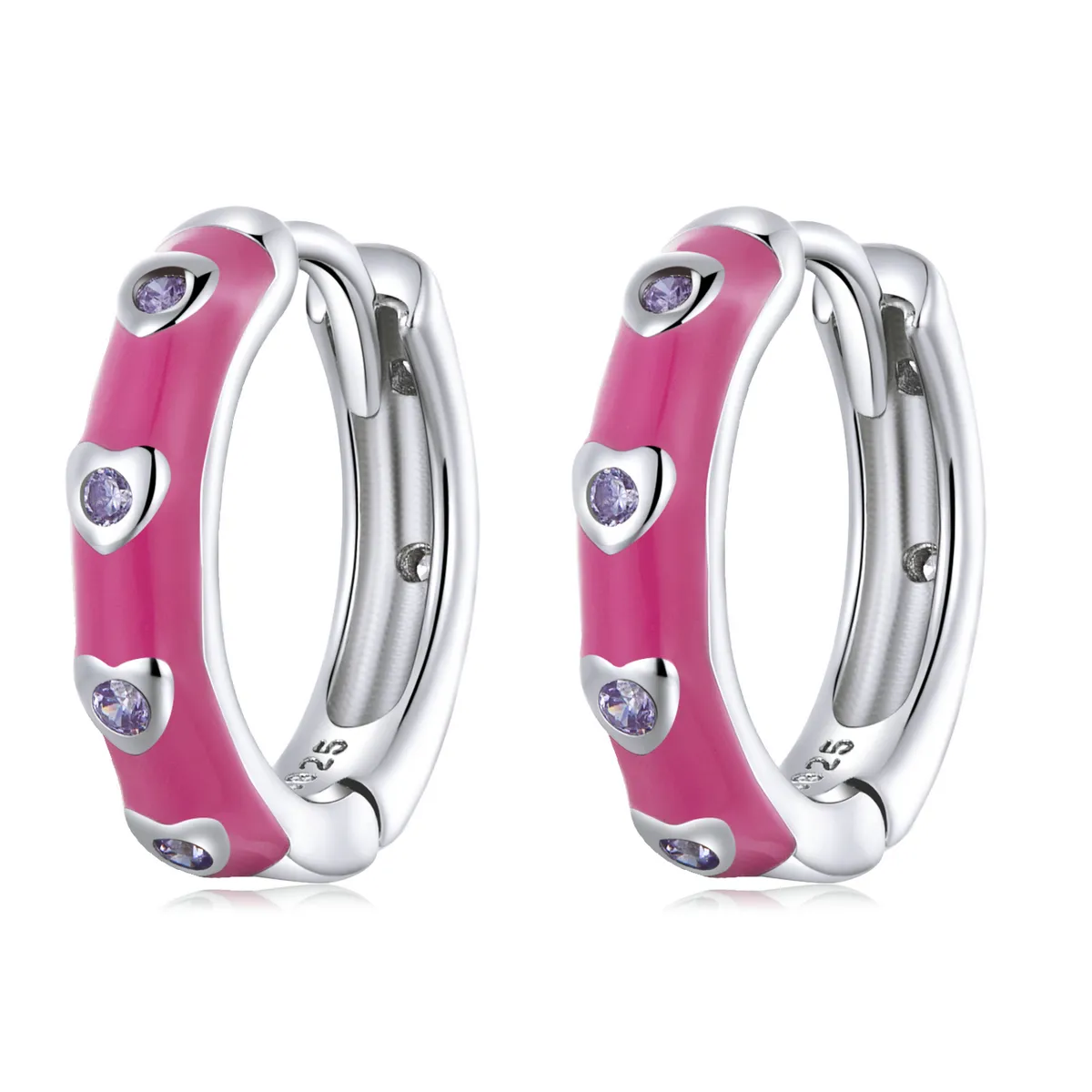 Cercei Pandora de tip inel simplu cu simbolul dragostei - BSE595