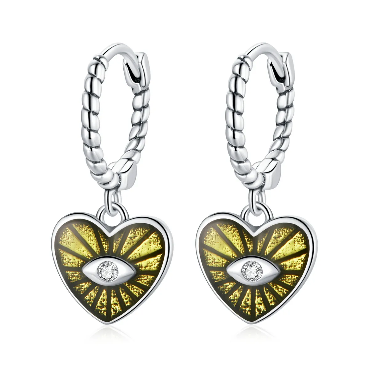 pandora style love devil eyes cercei cu cerc galben lamaie sce1270 ye