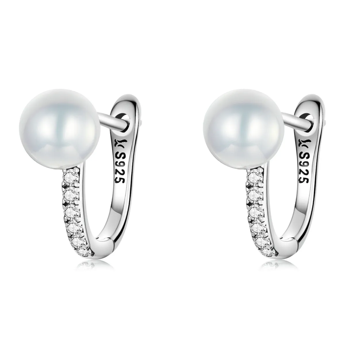 Pandora Style Simple Shell Beads Hoop Earrings - SCE1288