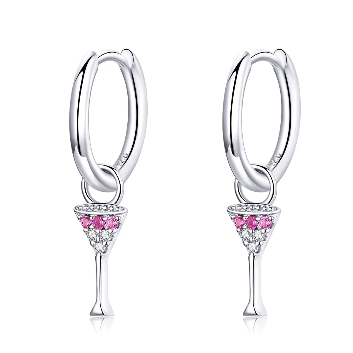 Pandora Style Wine Glass Hoop Earrings - SCE742