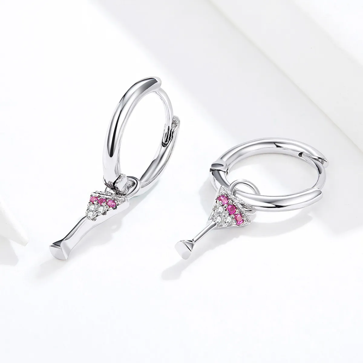 Pandora Style Wine Glass Hoop Earrings - SCE742