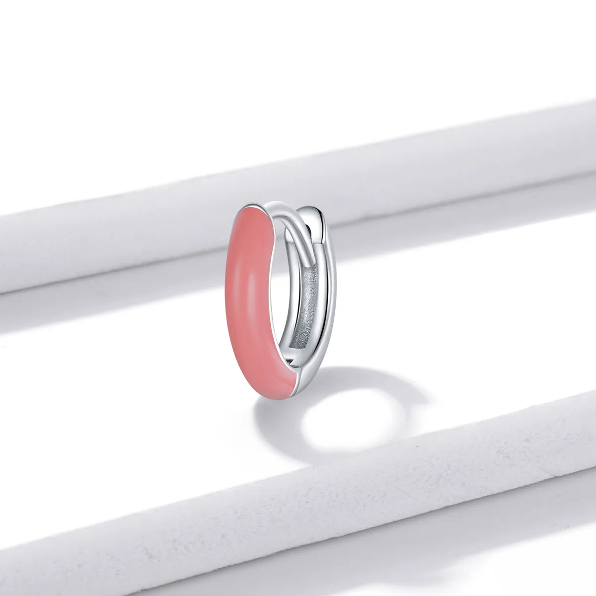 Stil Pandora - Cercei mici roz cu inel - BSE488-PK