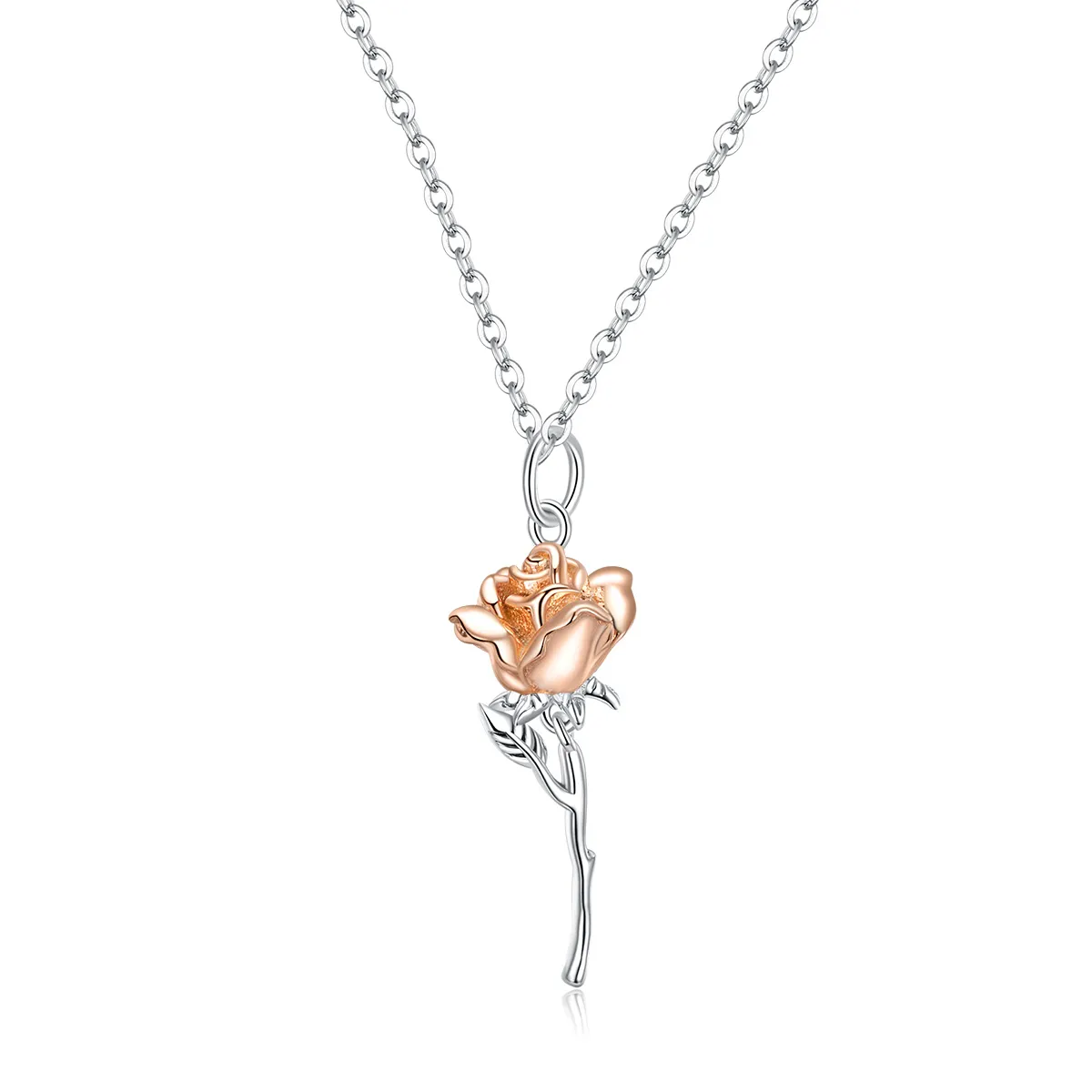 colier elegant în stilul pandora cu trandafir bsn190