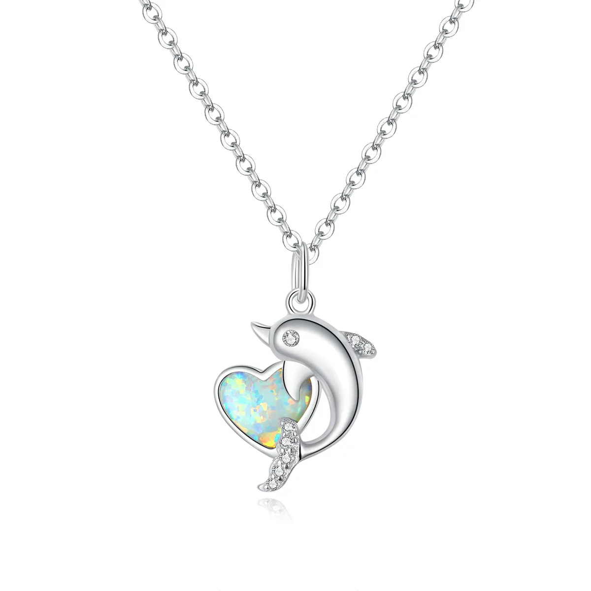 colier stil pandora cu delfin și elf scn412