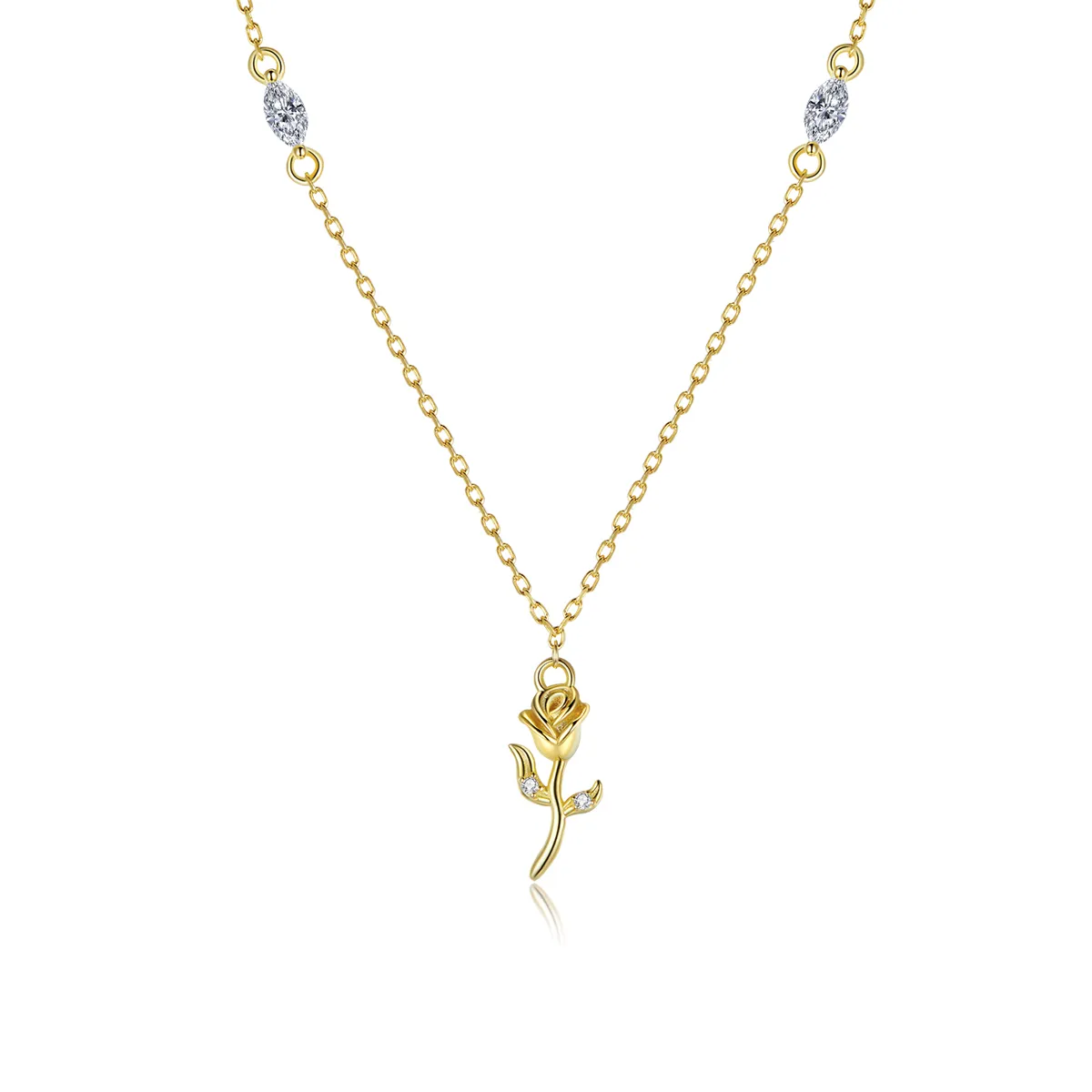 colier stil pandora cu trandafir auriu scn464