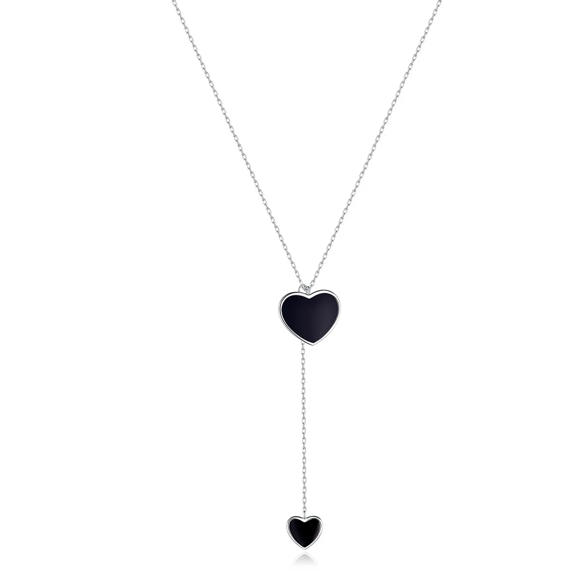 Colier în stil Pandora cu inimă neagră - BSN095