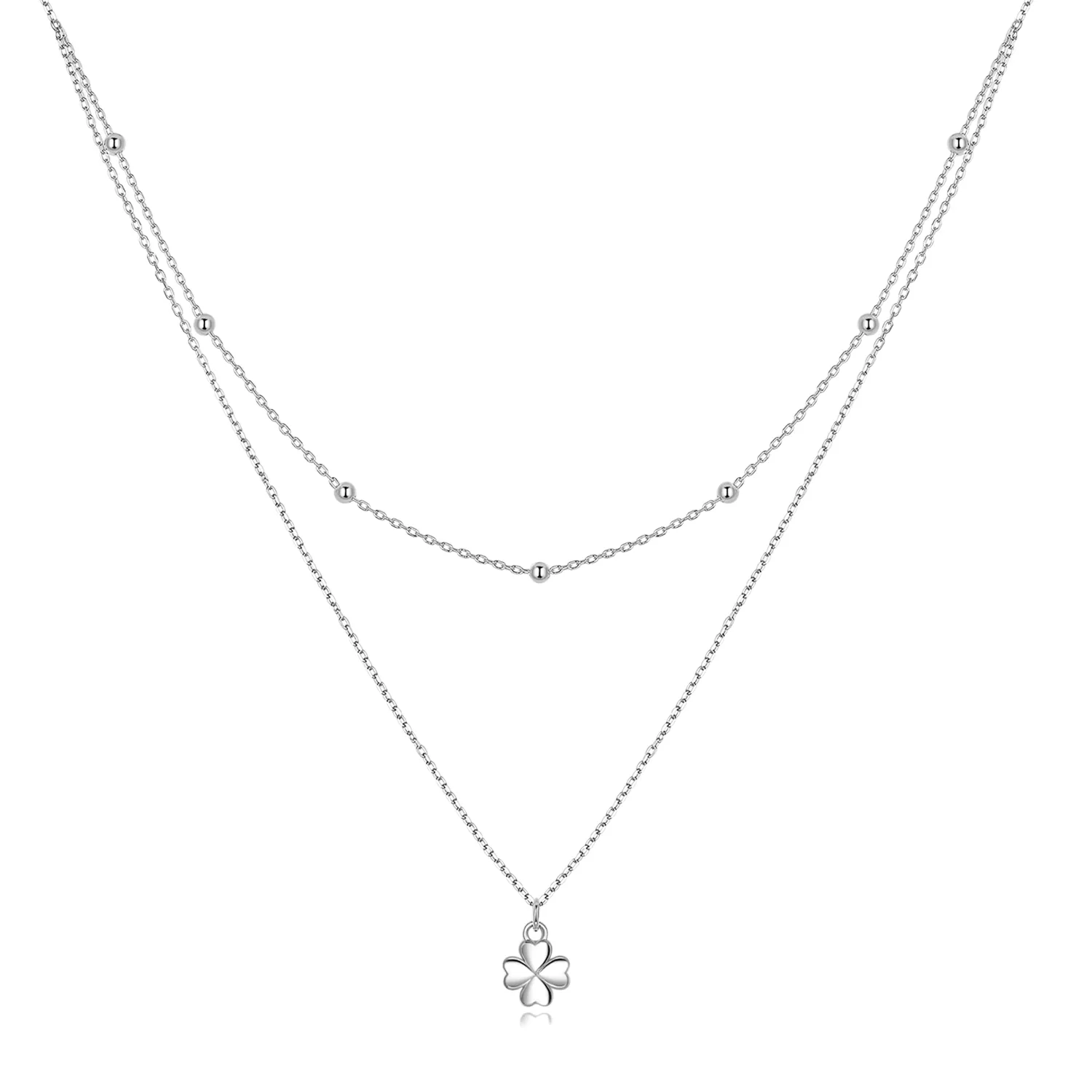 Pandora Style Double Clover Necklace - SCN481