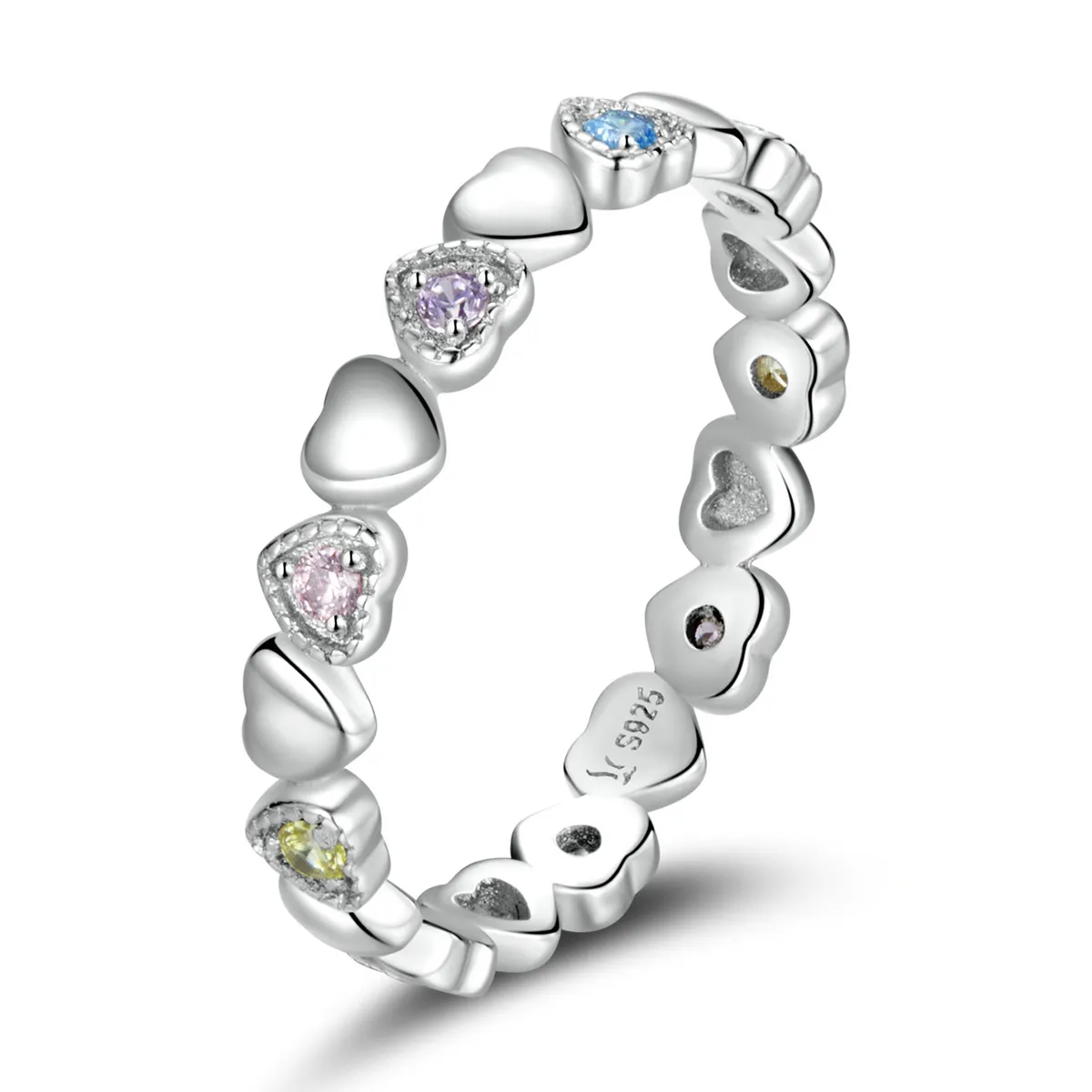 Inel cu model Pandora în formă de inimioare - SCR140
