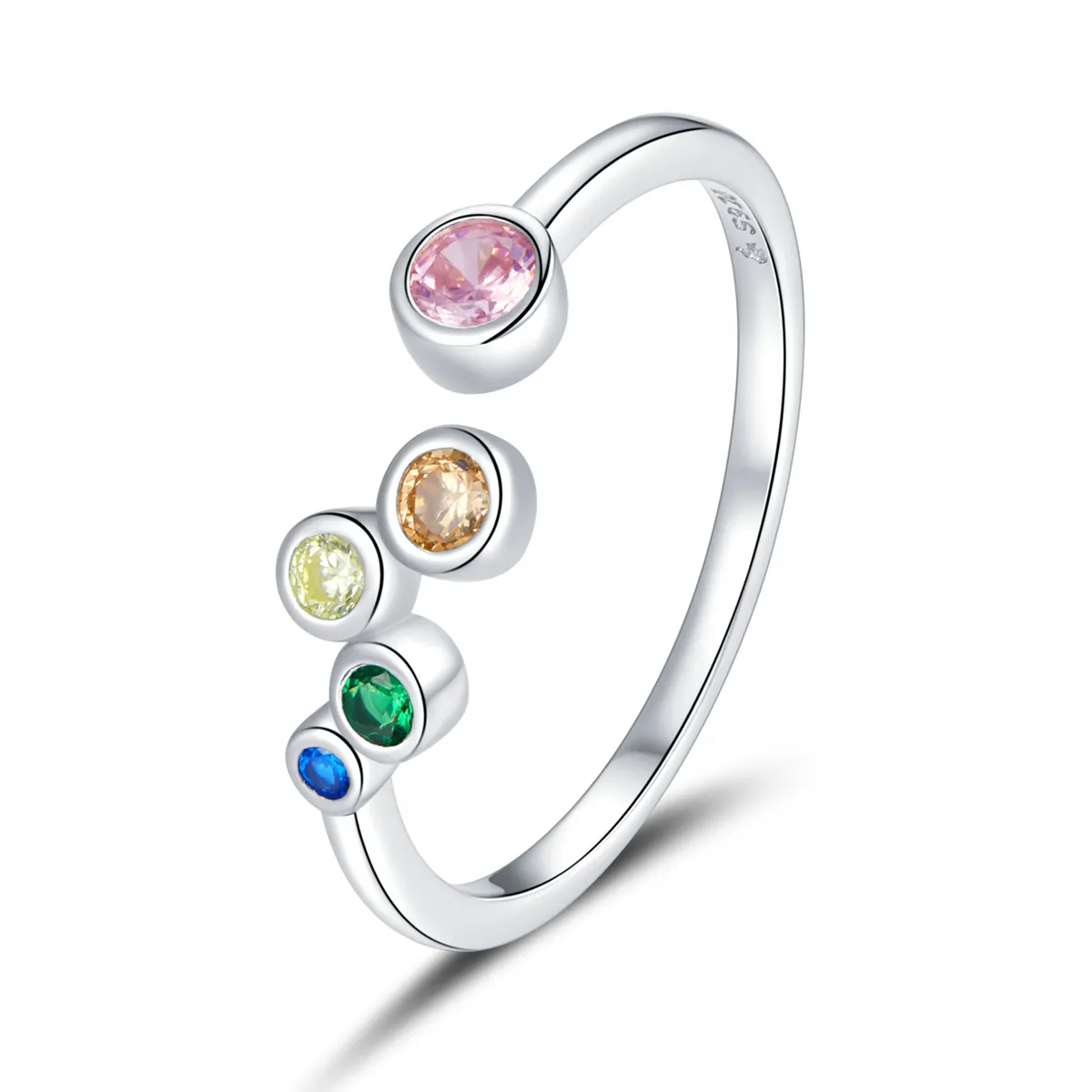 inel deschis cu bule colorate în stilul pandora bsr149
