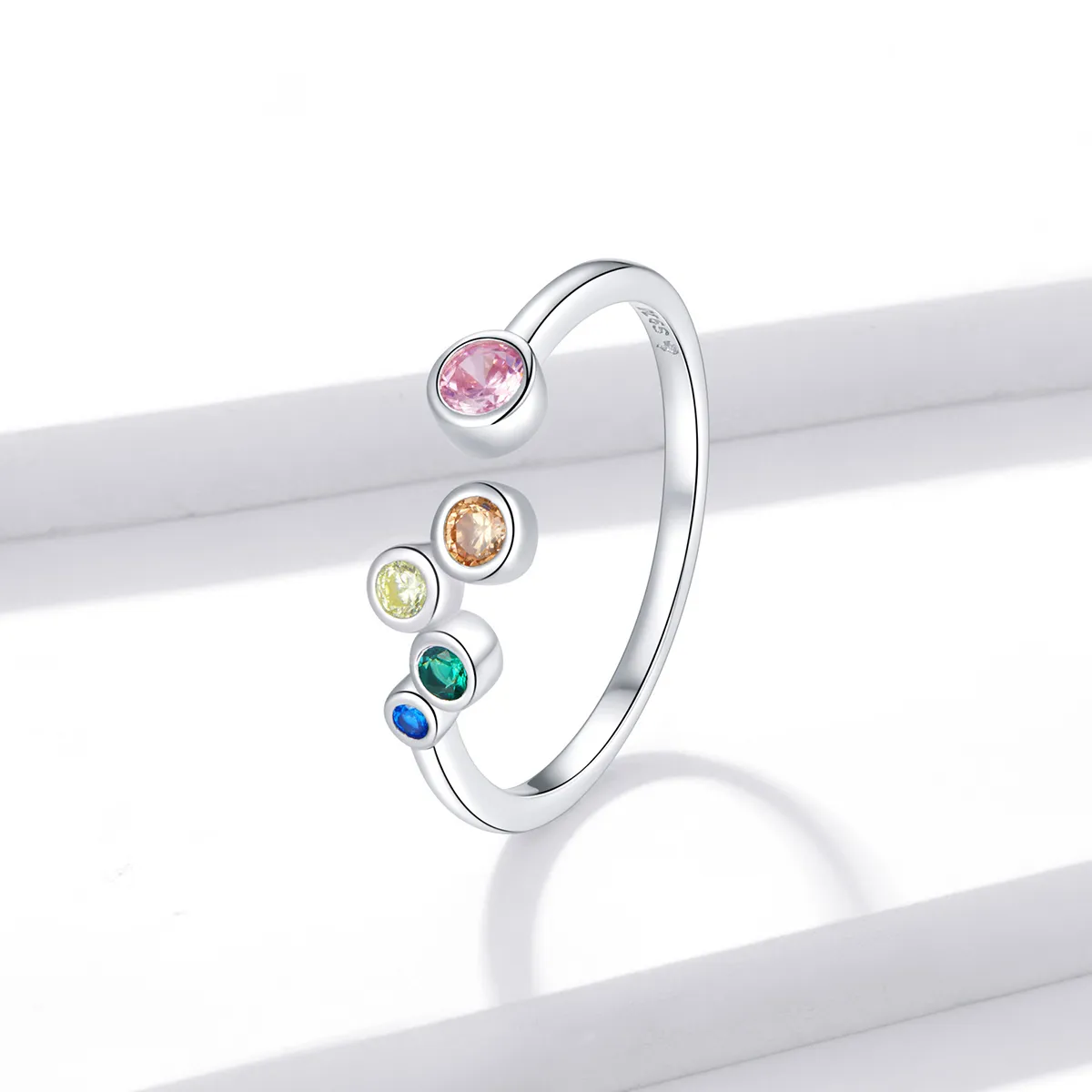 Inel deschis cu bule colorate în stilul Pandora - BSR149