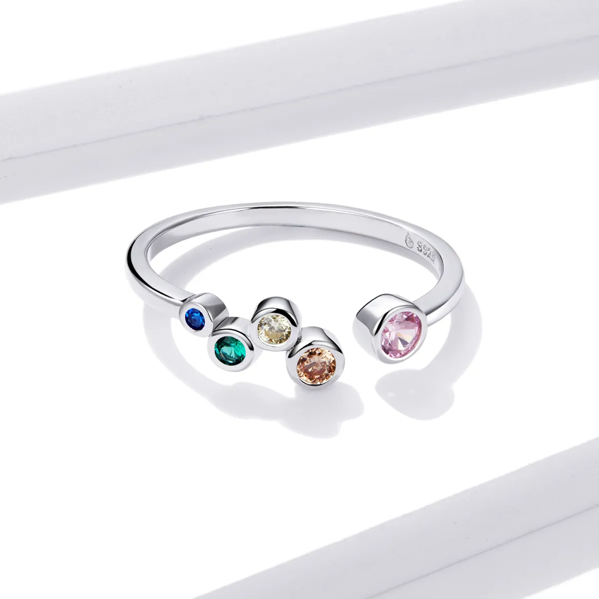 Inel deschis cu bule colorate în stilul Pandora - BSR149