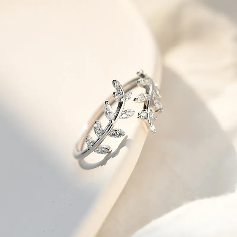 Inel deschis cu model delicat de frunze în stil Pandora - BSR241-A