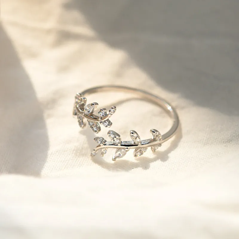 Inel deschis cu model delicat de frunze în stil Pandora - BSR241-A