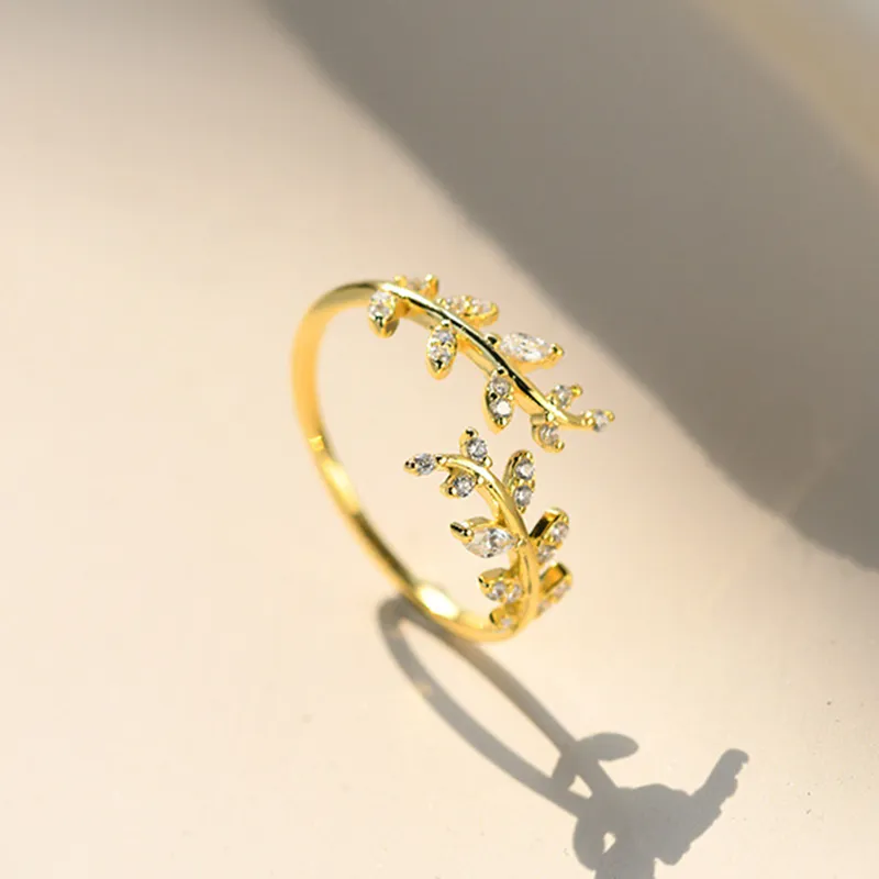 Inel deschis cu model subtil de frunze în stilul Pandora - BSR241-B