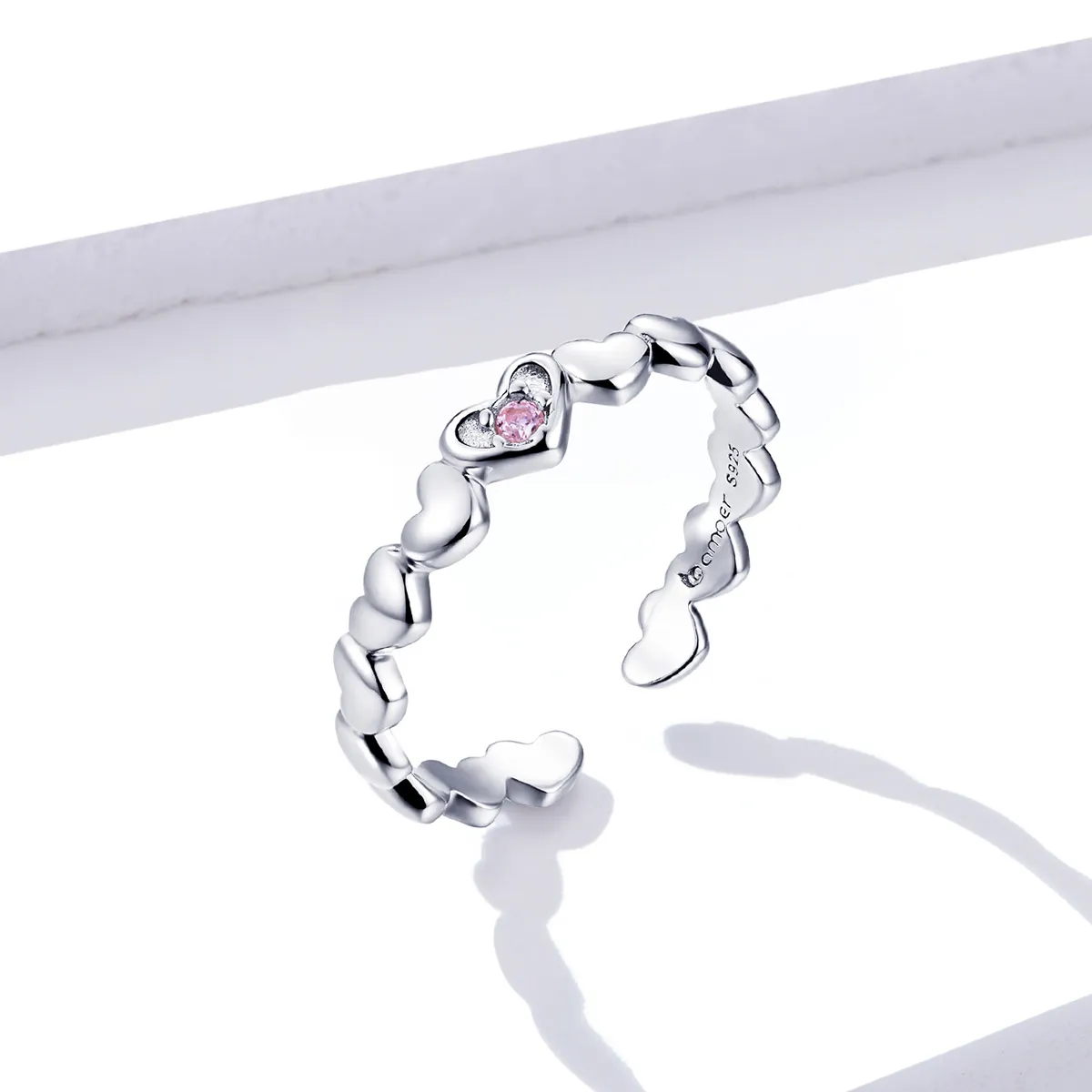 Inel deschis cu oglindă în formă de inimă în stilul Pandora - BSR100