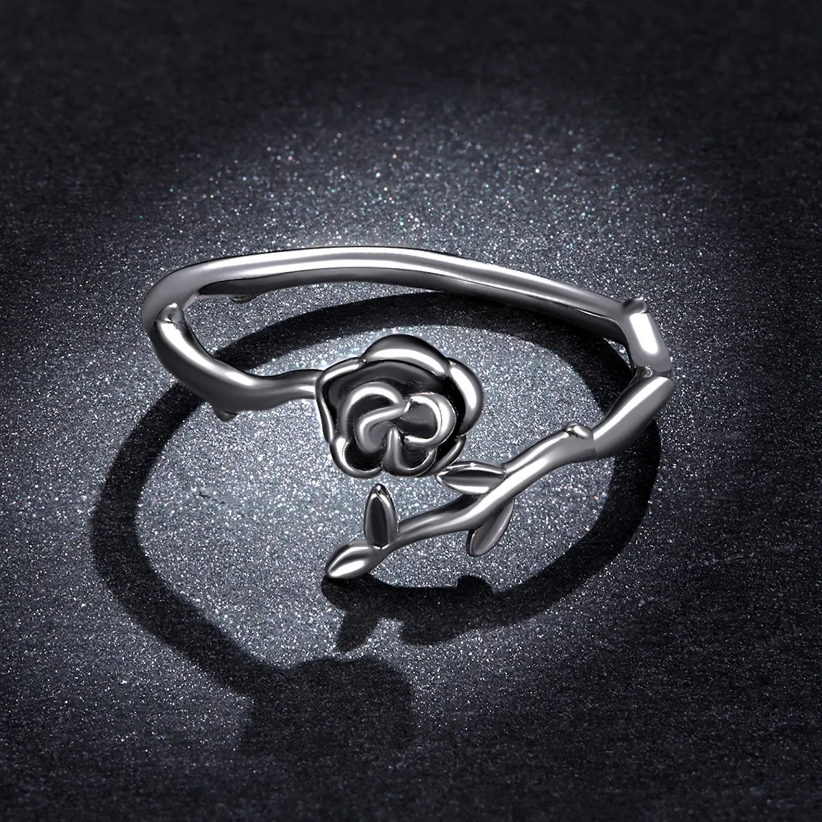 Inel deschis cu roză spinoasă în stil Pandora - BSR196