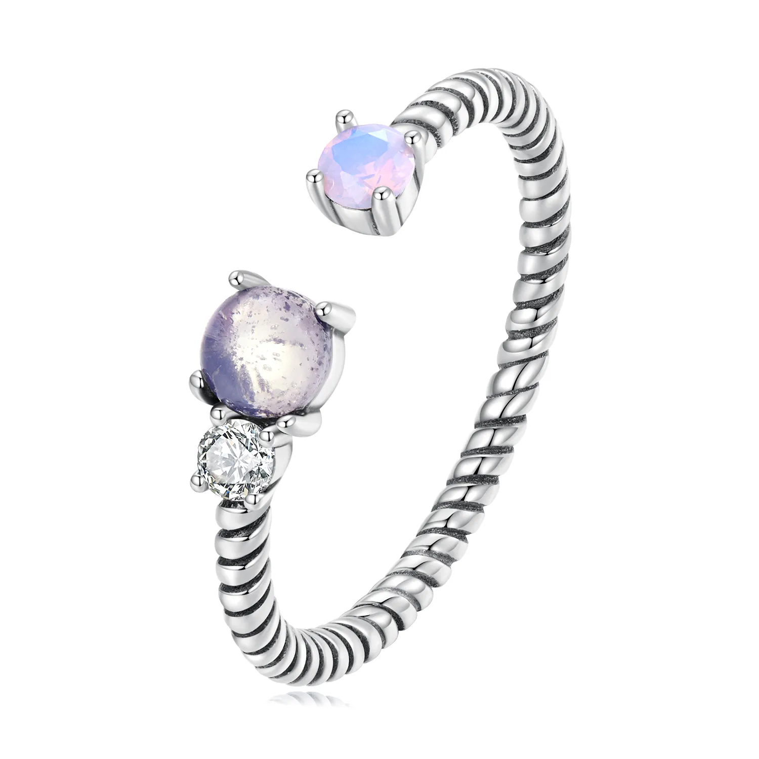 Inel deschis cu trecere de piatră în stil Pandora - SCR839