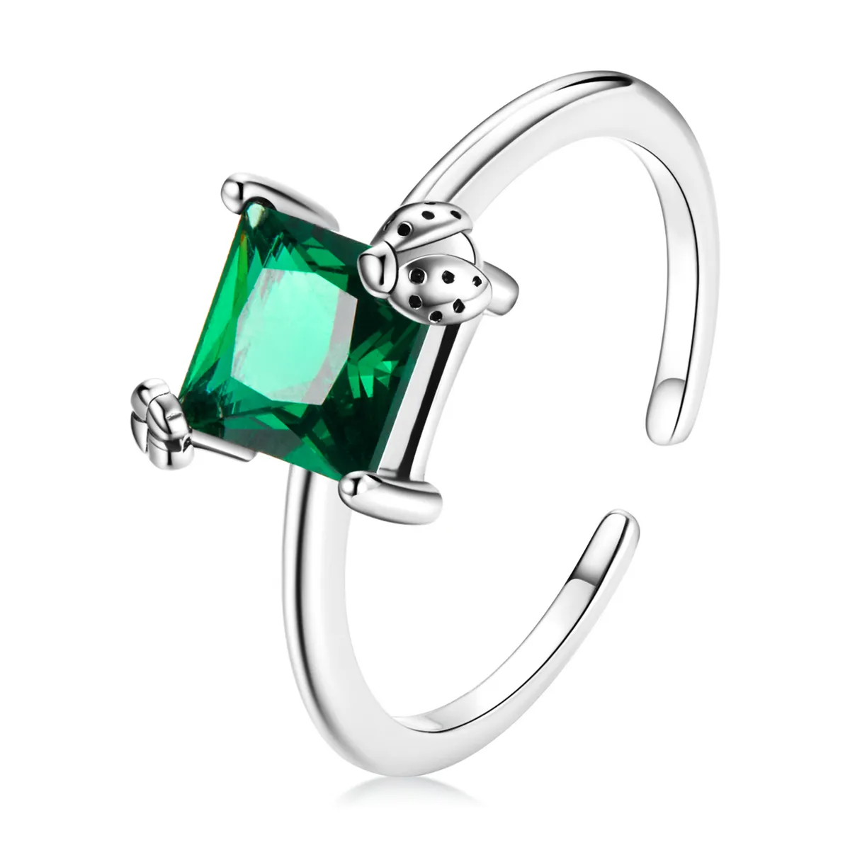 inel deschis cu zirconiu verde în stilul pandora scr754