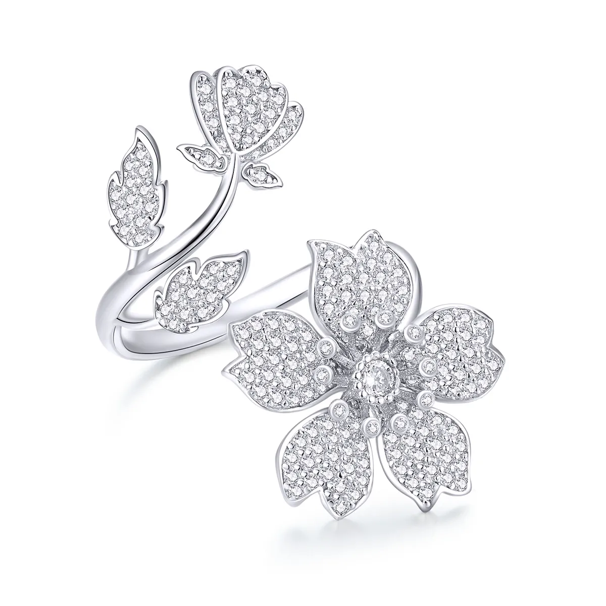 Inel deschis stil Pandora cu flori de cireș - BSR076