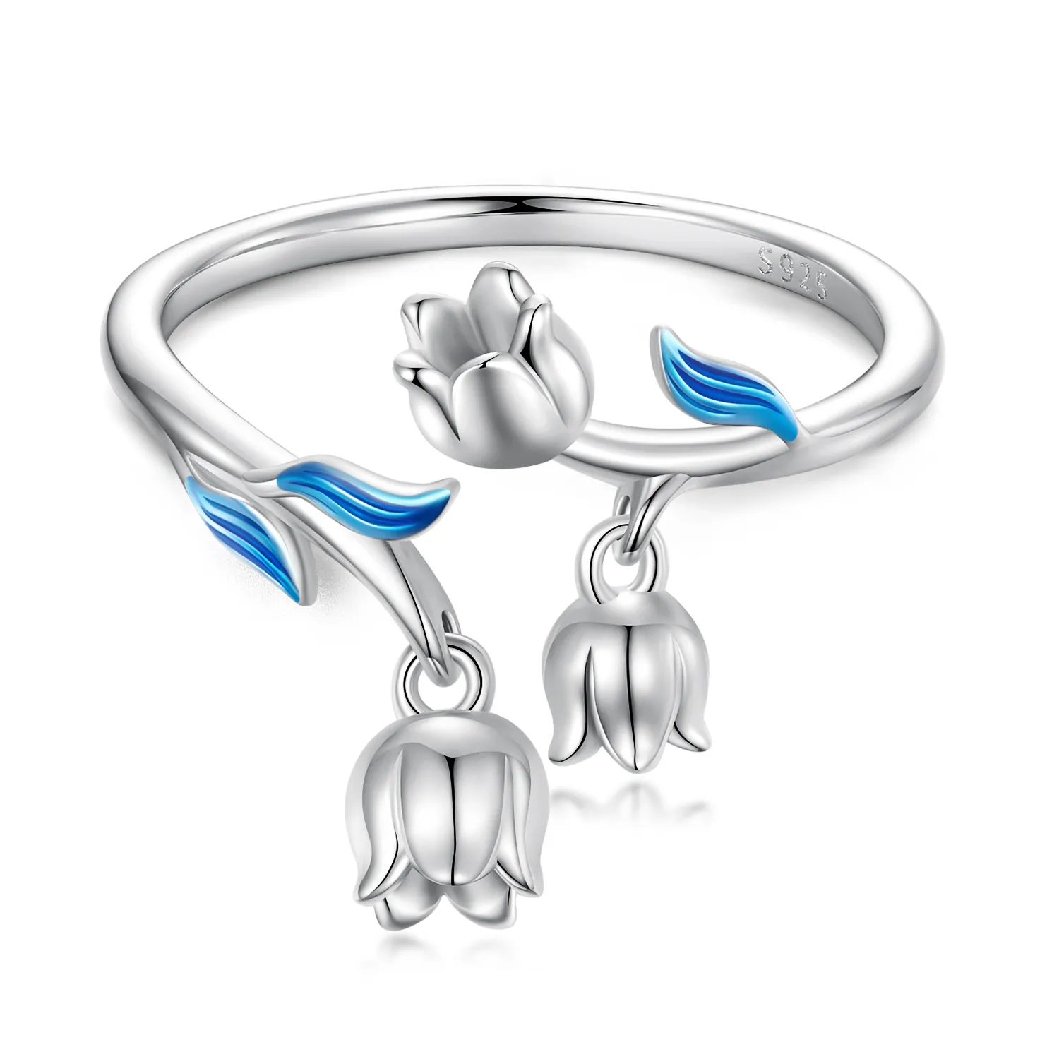 inel deschis stil pandora cu orhidee bsr287
