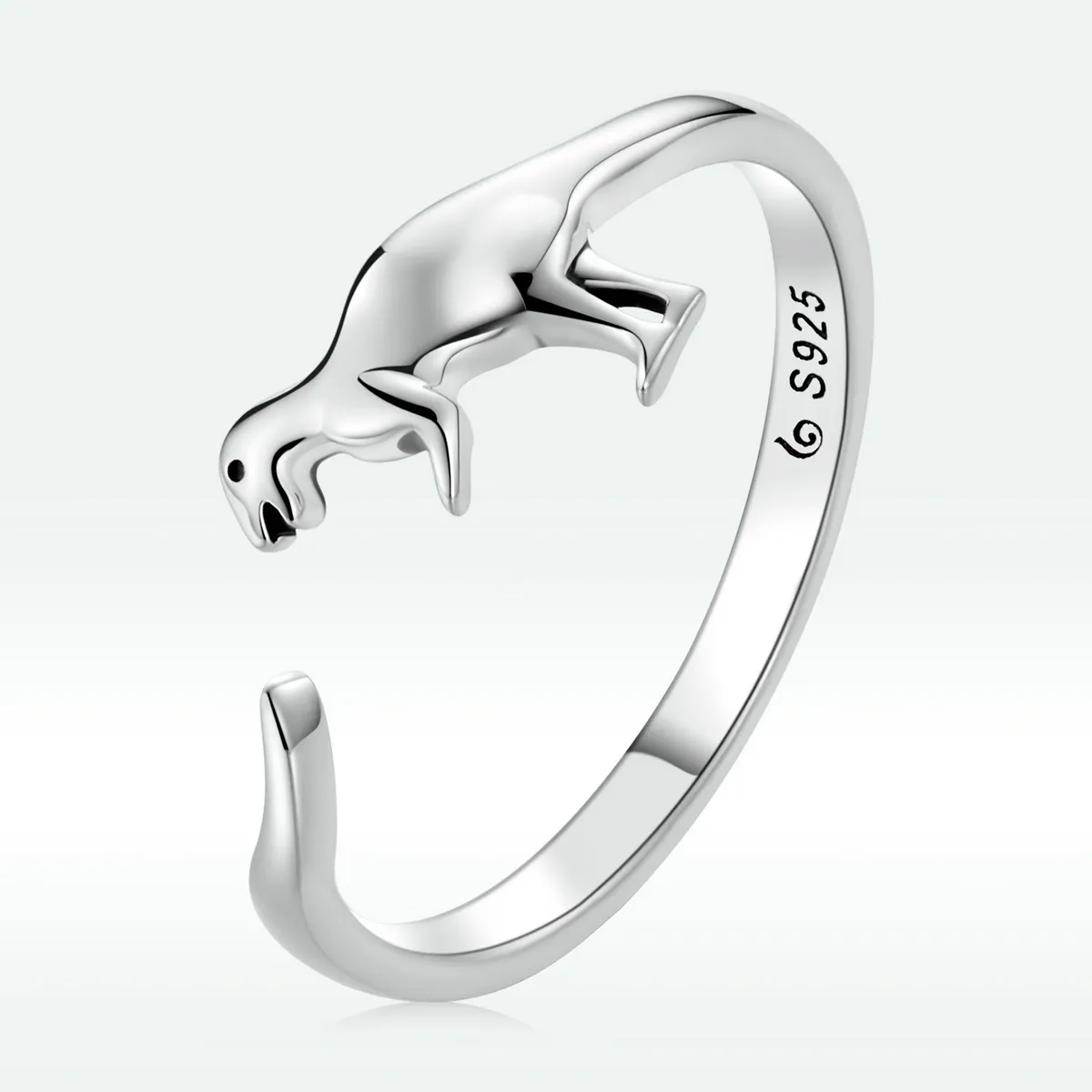 inel deschis în stil pandora cu design de dinozaur bsr226