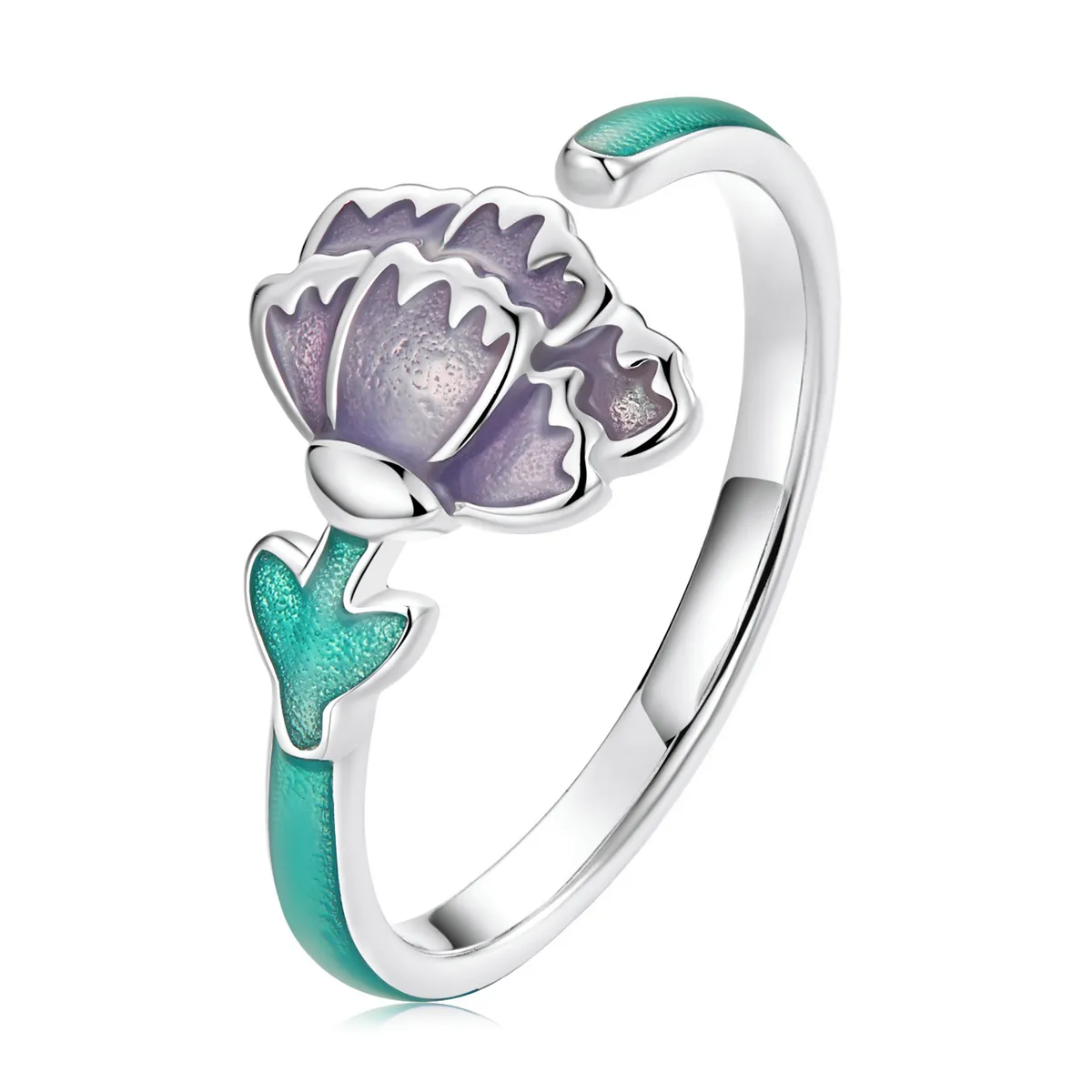 Inel deschis în stil Pandora cu floare de garoafă - SCR773