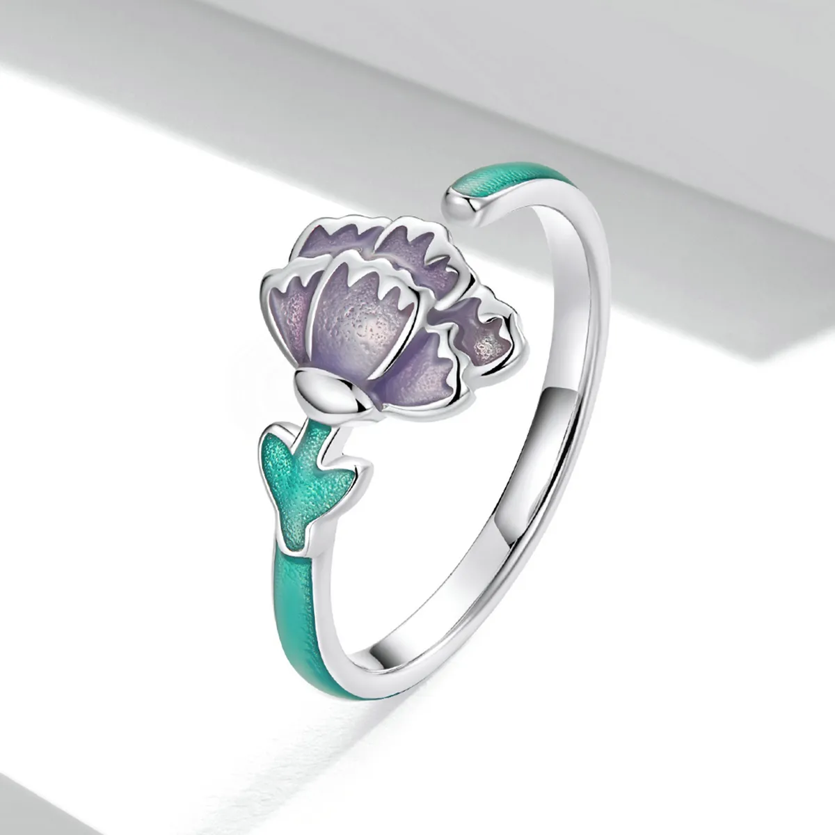 Inel deschis în stil Pandora cu floare de garoafă - SCR773