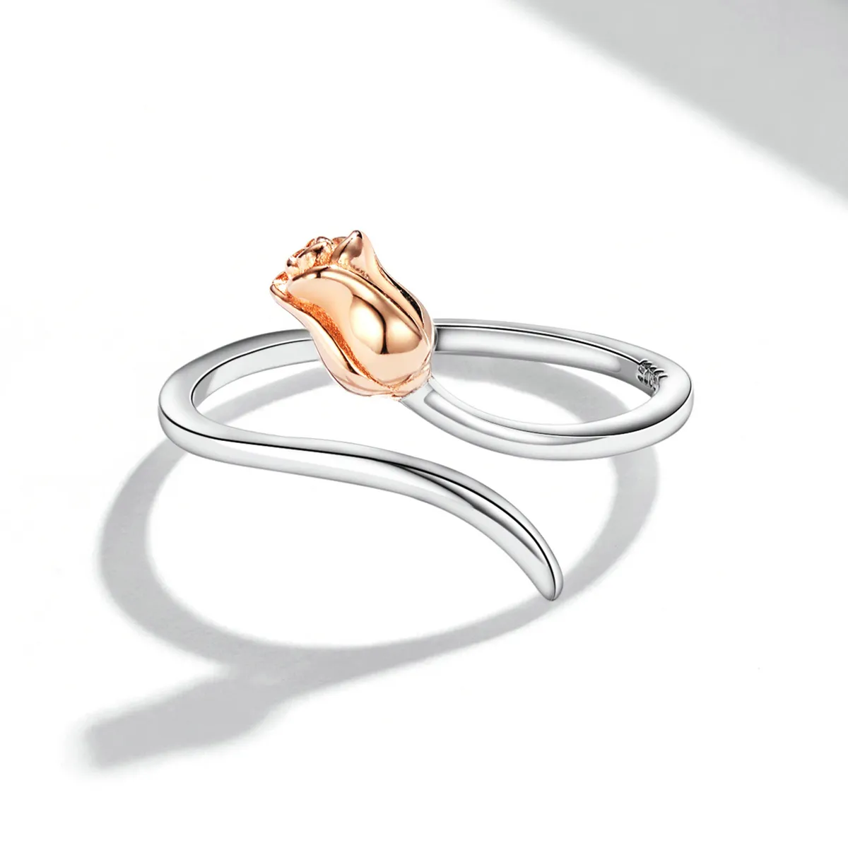 Inel deschis în stil Pandora cu o floare roz - SCR761