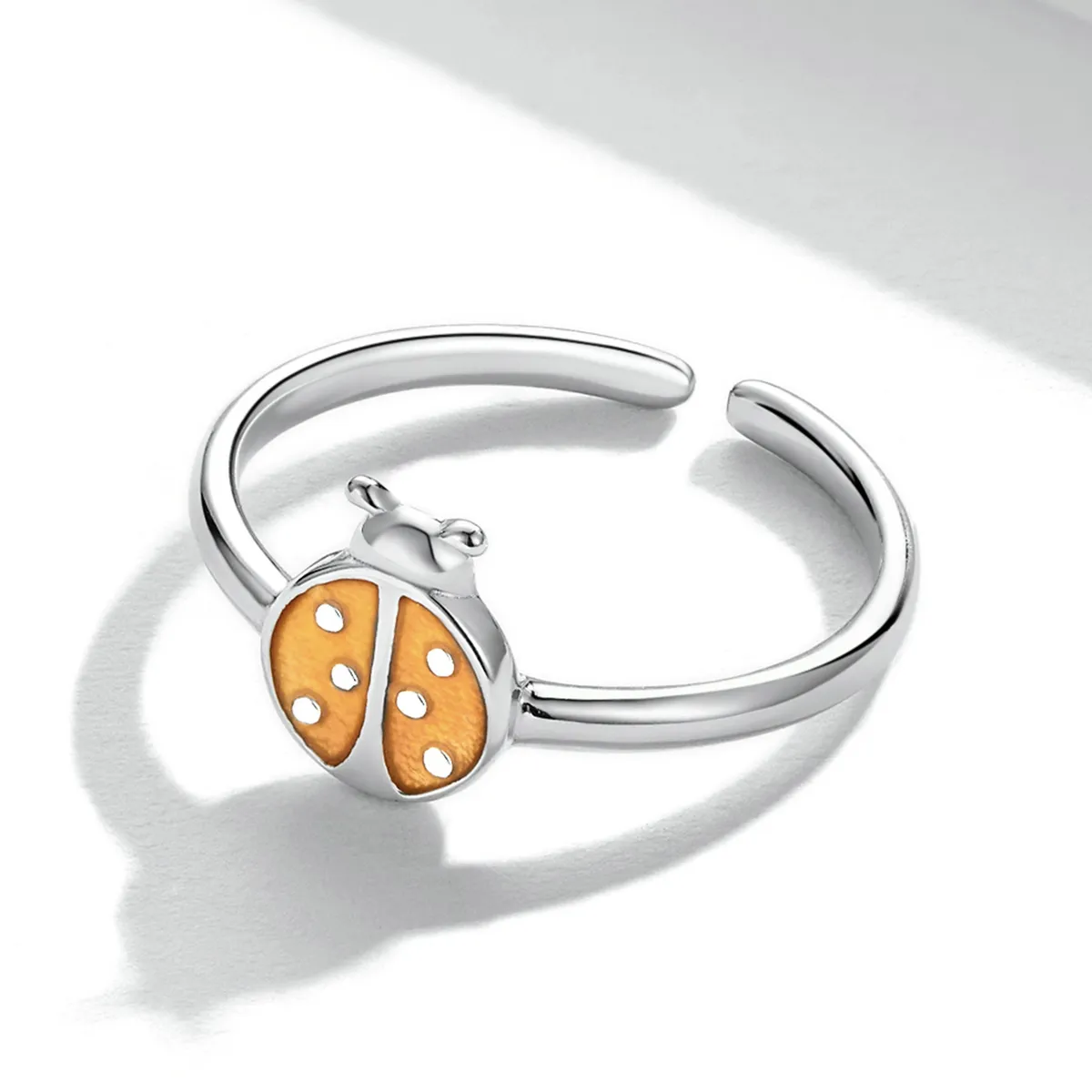 Inel deschis în stilul Pandora cu buburuză portocalie - SCR774