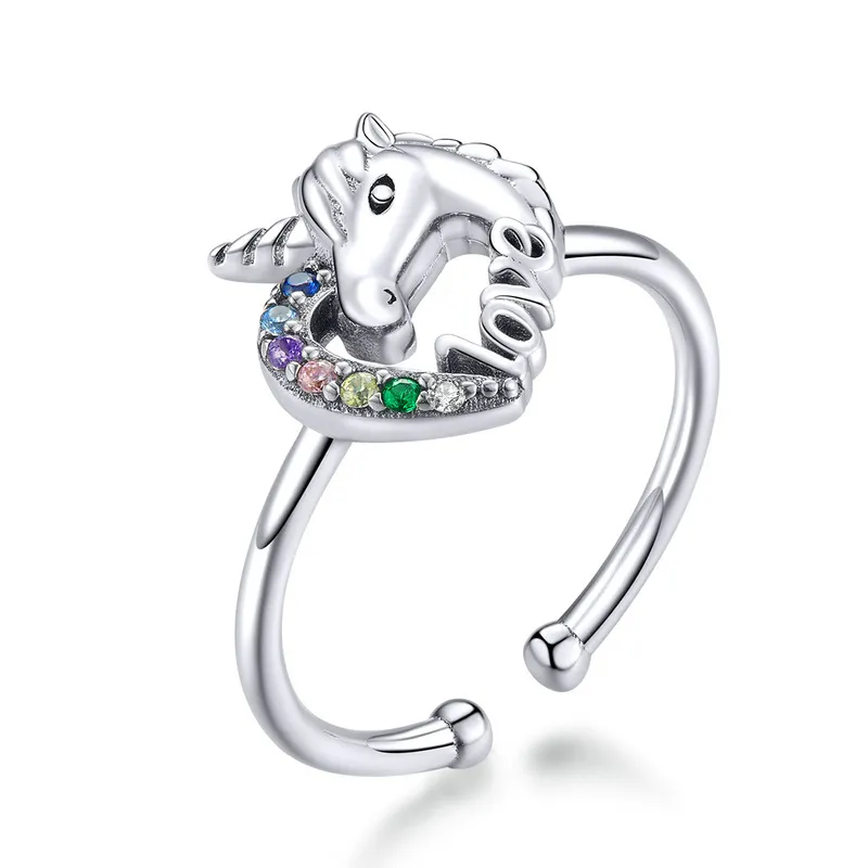 inel deschis în stilul pandora cu unicorn visător scr644