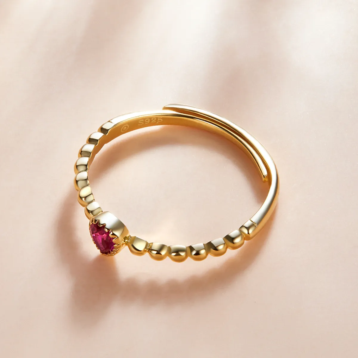 Inel în stil Pandora cu picătură de apă de trandafir - SCR745