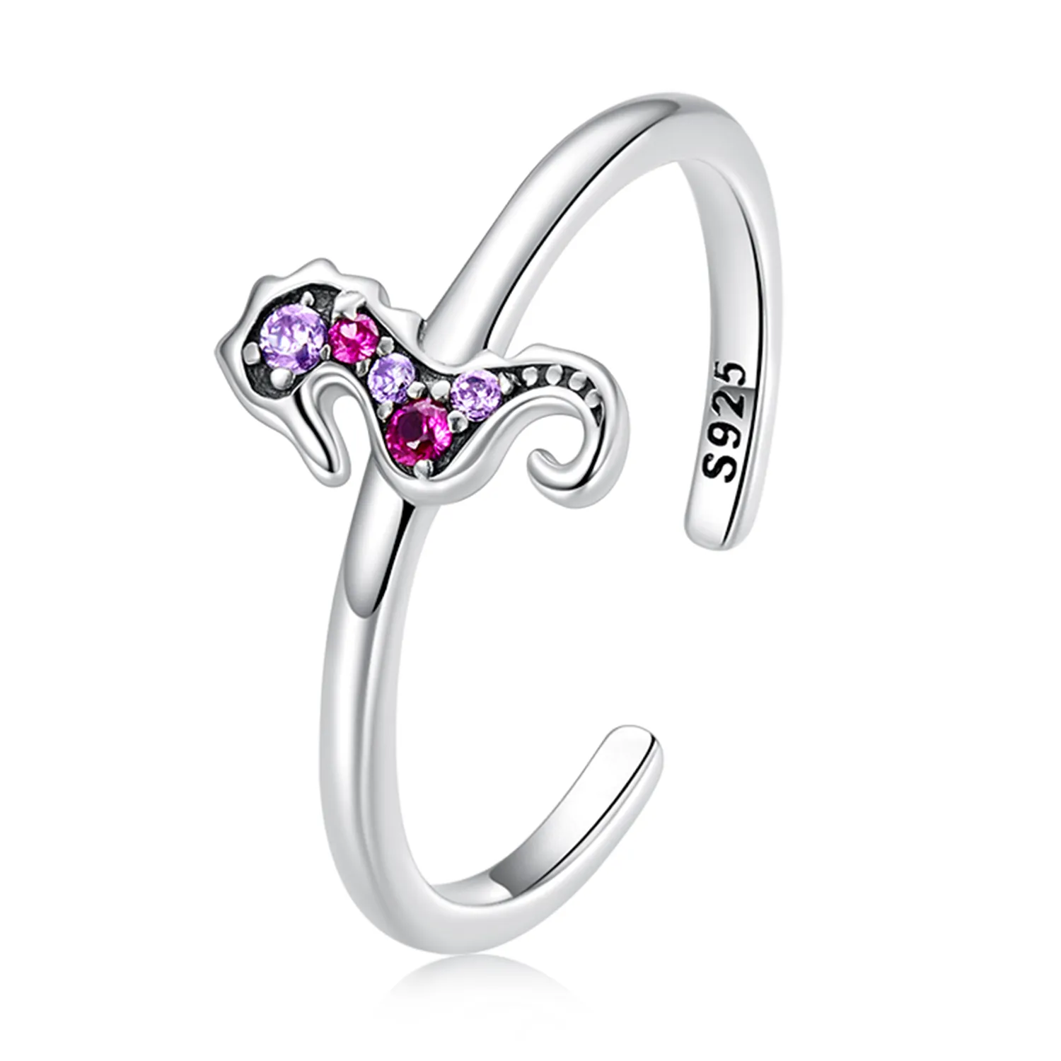 inelul deschis exquisite cu motiv de căluț de mare în stil pandora scr816