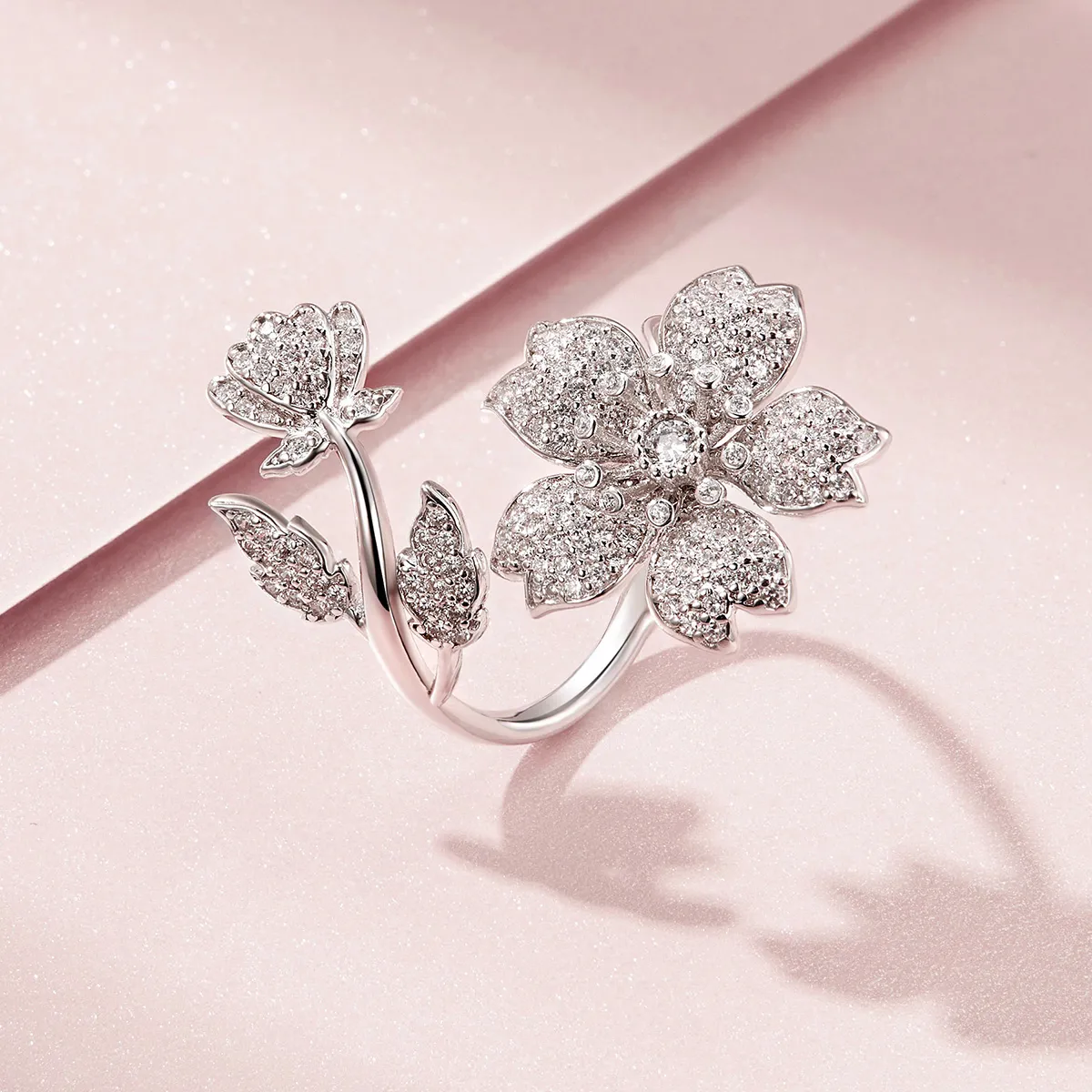 Pandora Style Cherry Blossoms Open Ring - BSR076